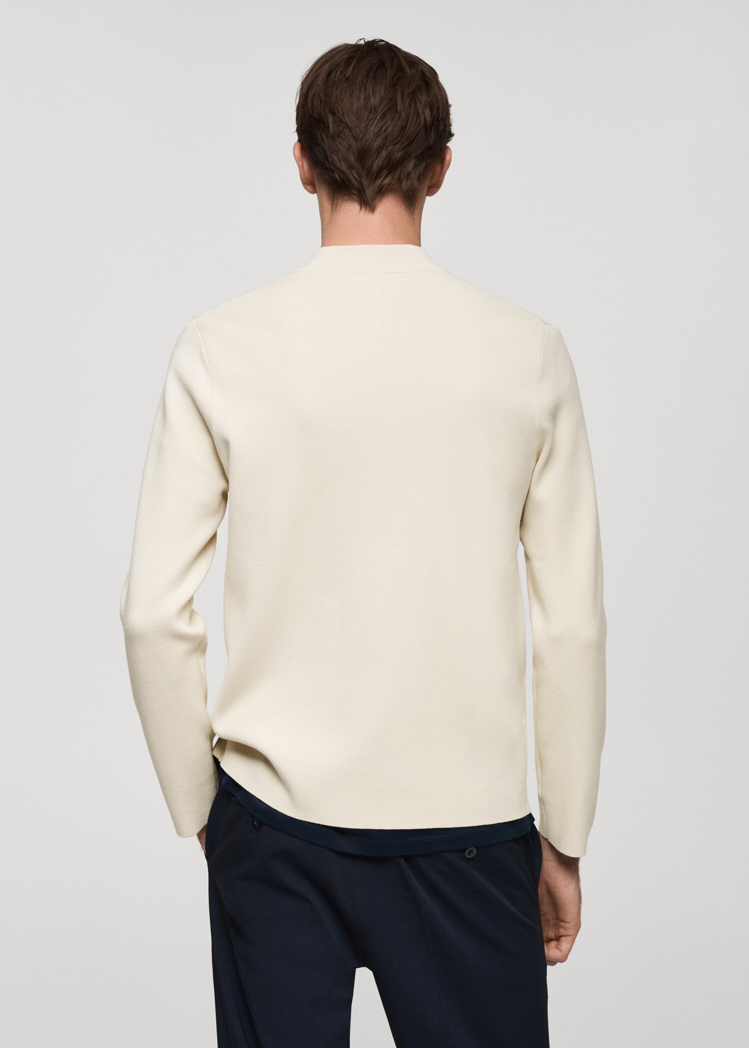 Pull-over maille moyenne col montant zippé - Verso de l’article
