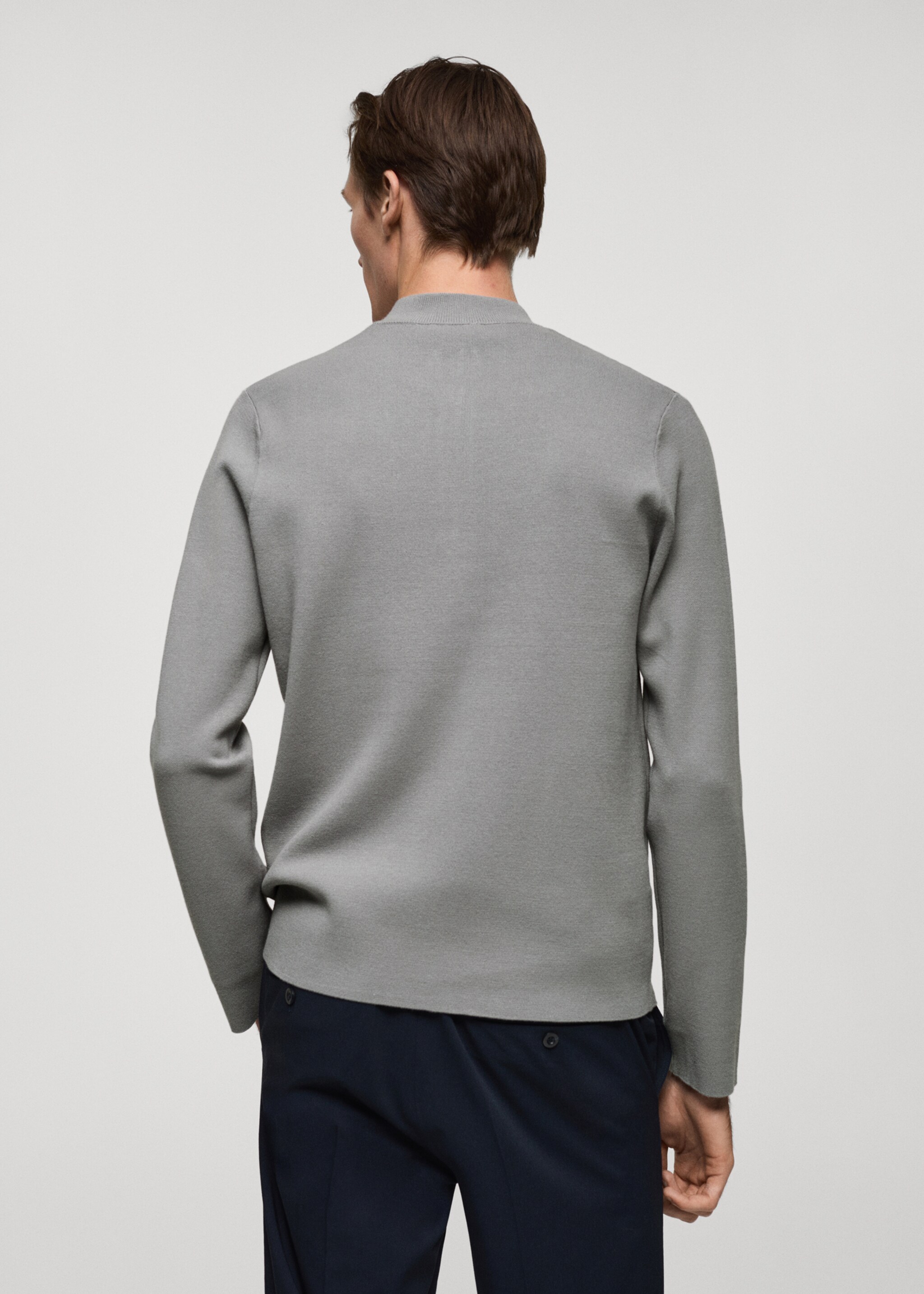 Medium-knit sweater with zip-up perkins neck - Details of the article 1