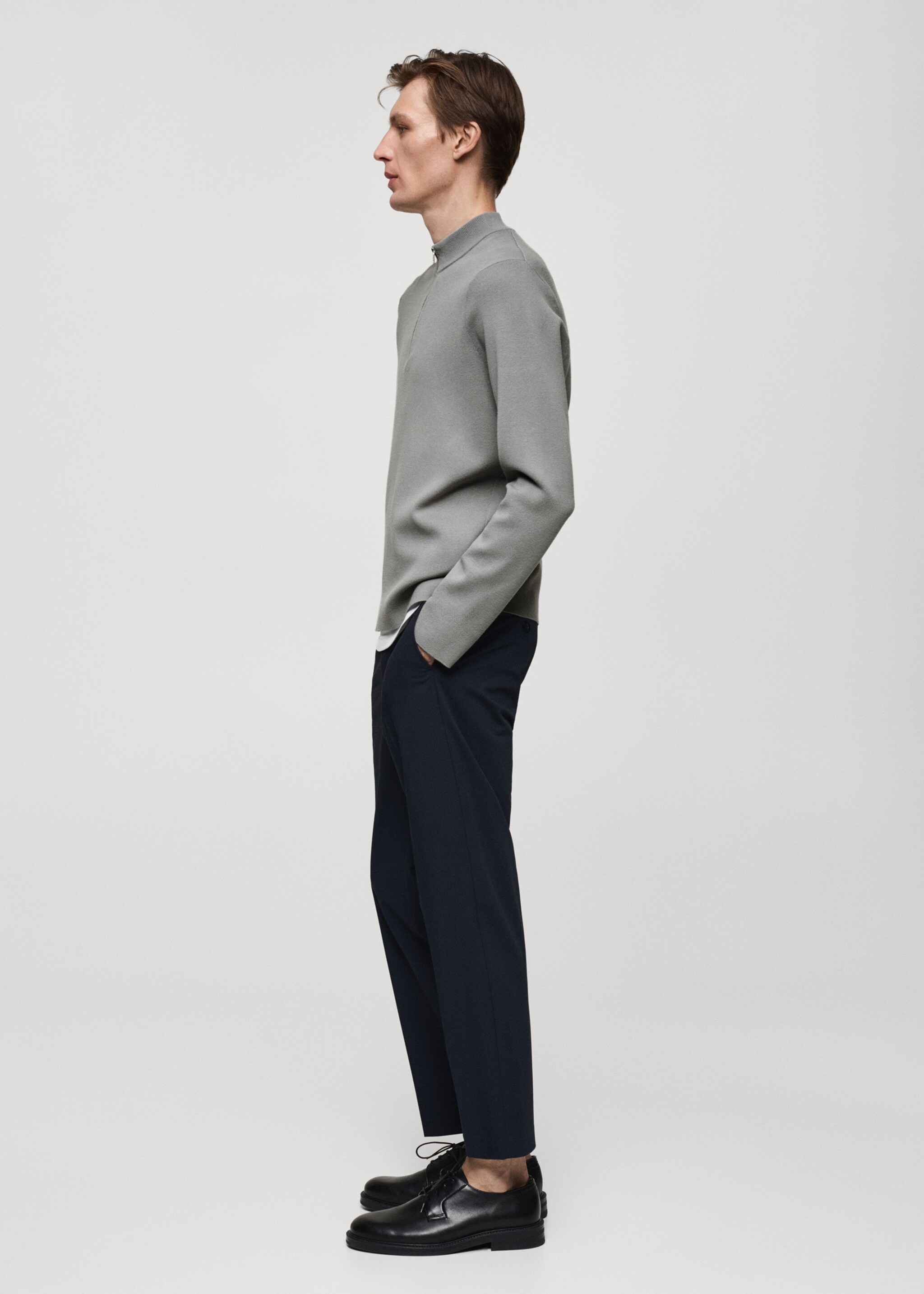 Medium-knit sweater with zip-up perkins neck - Details of the article 2