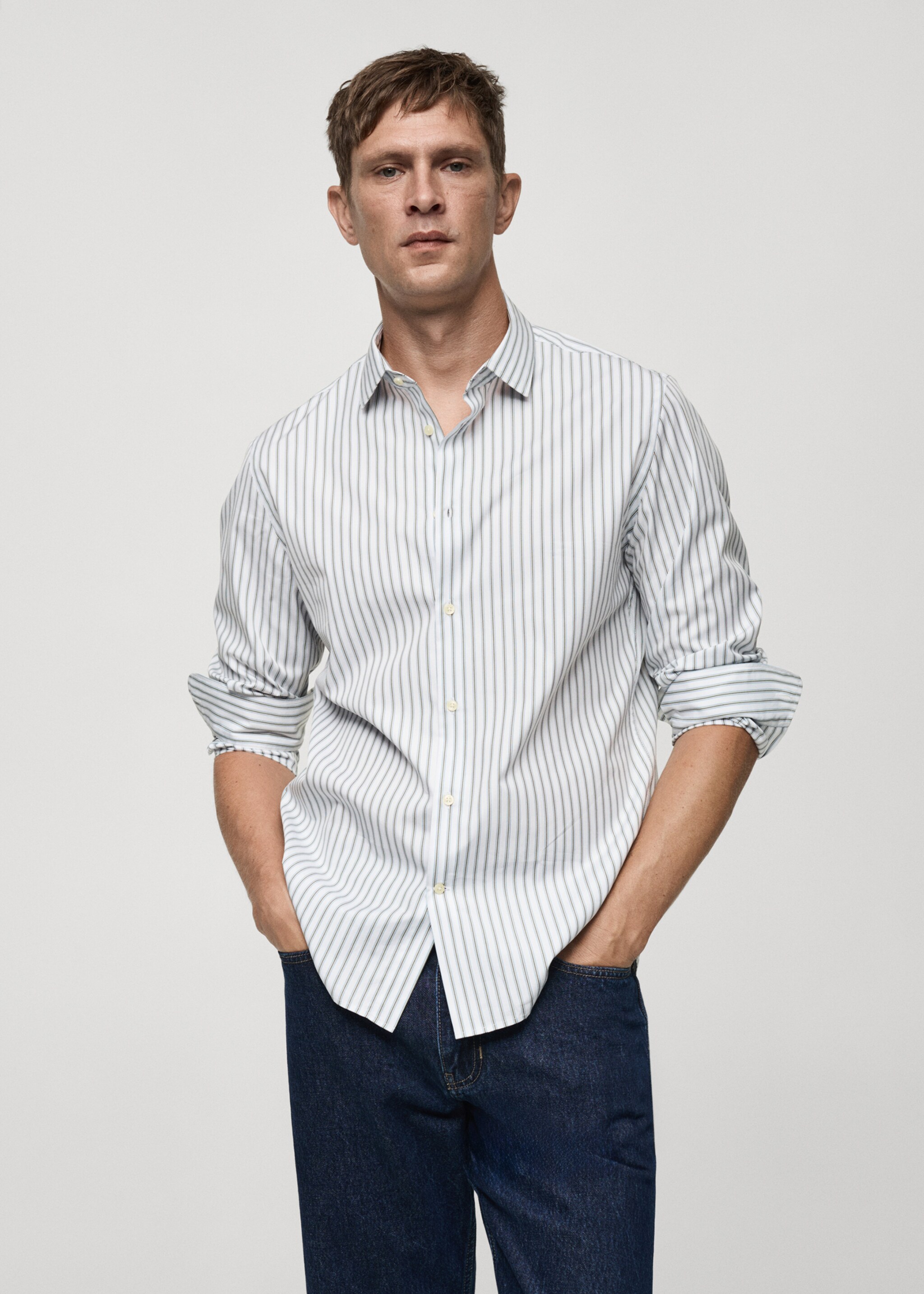 Slim fit striped cotton shirt - Medium plane