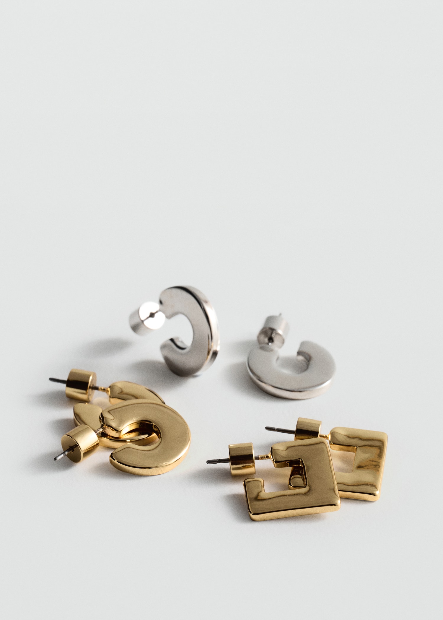 Orecchini Tre Fasce Oro Giallo E Bianco 18 Carati - Foto 9