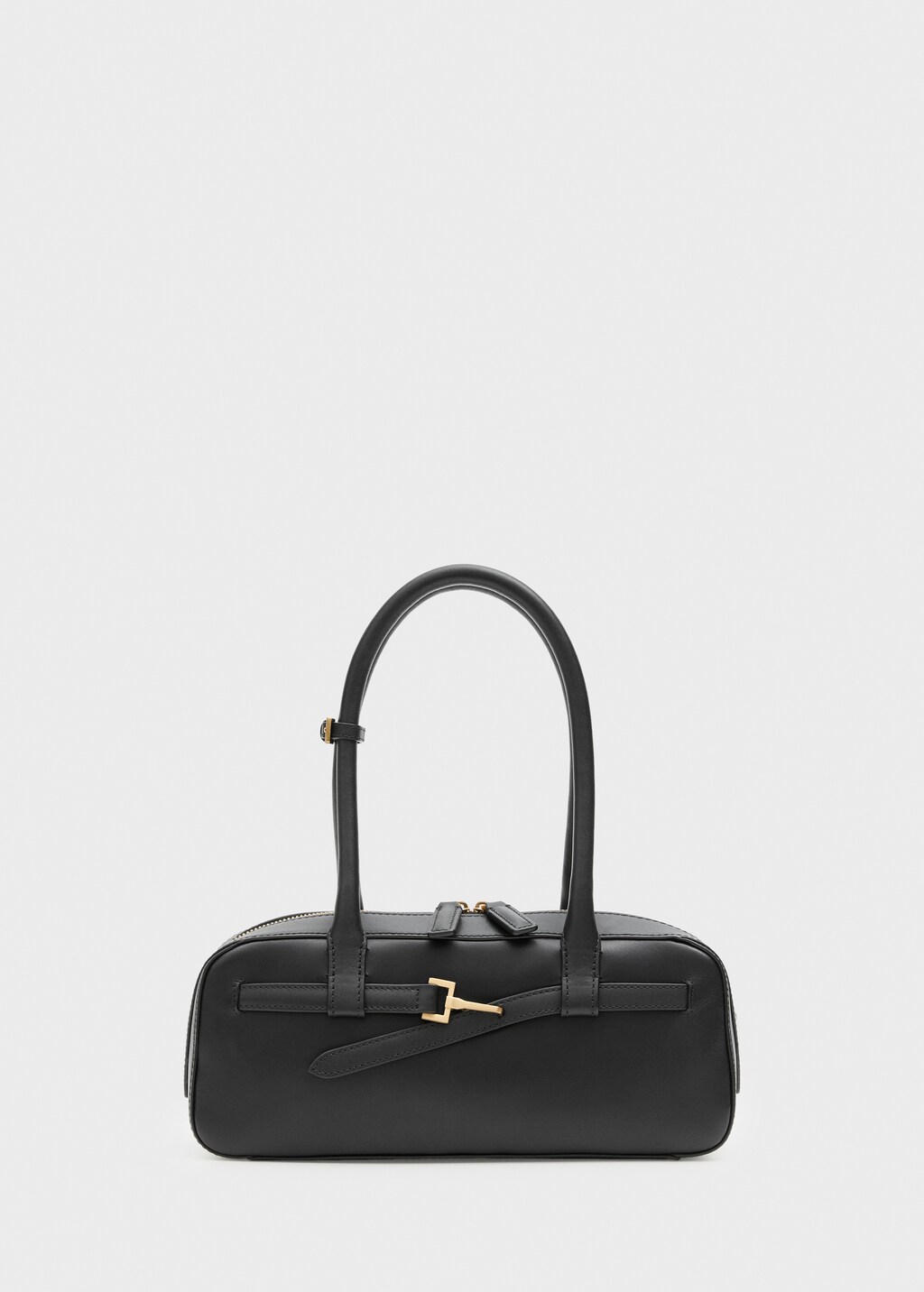 MANGO Leather bowling bag with buckle Black One size Woman