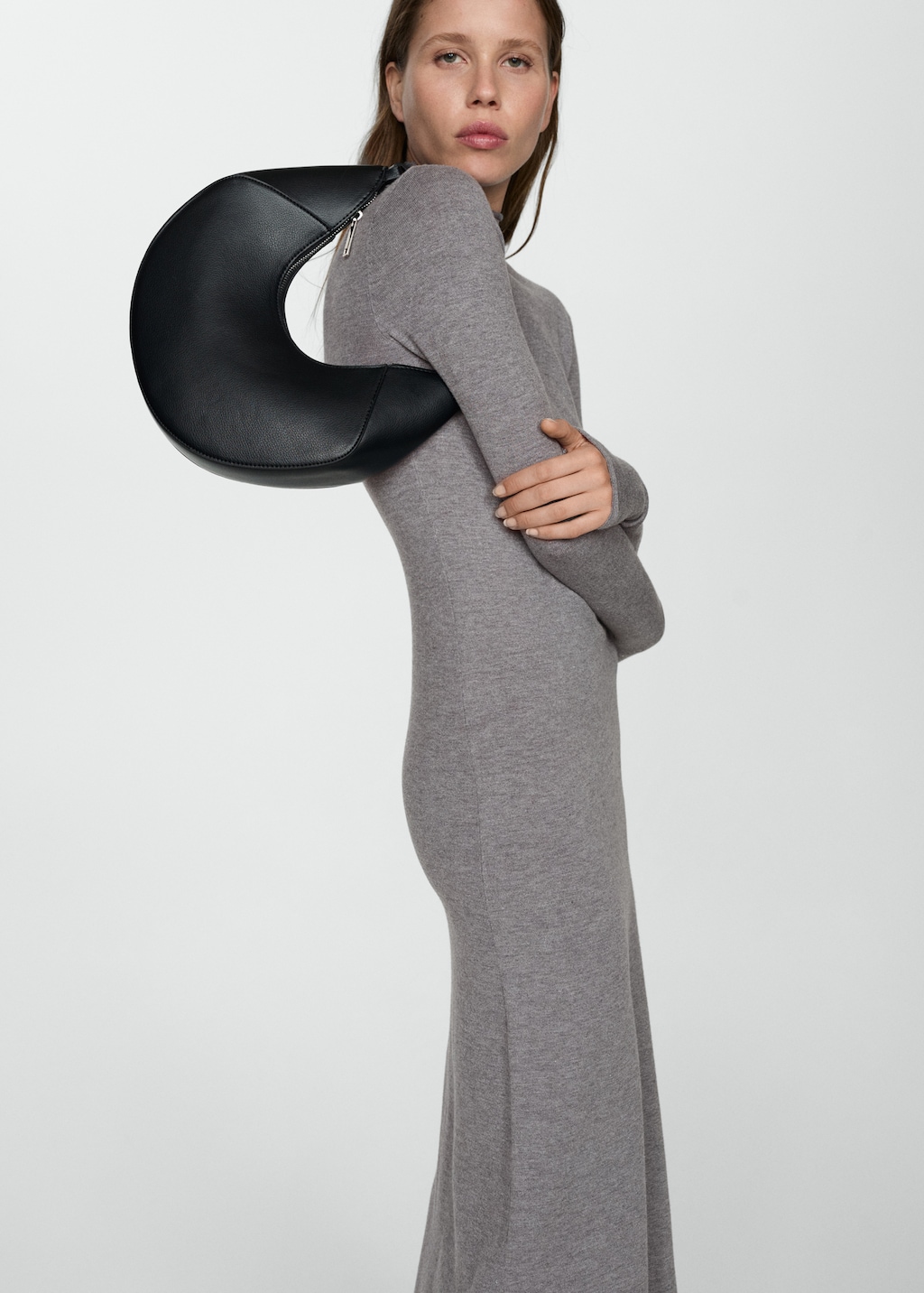 Perkins-neck knitted dress