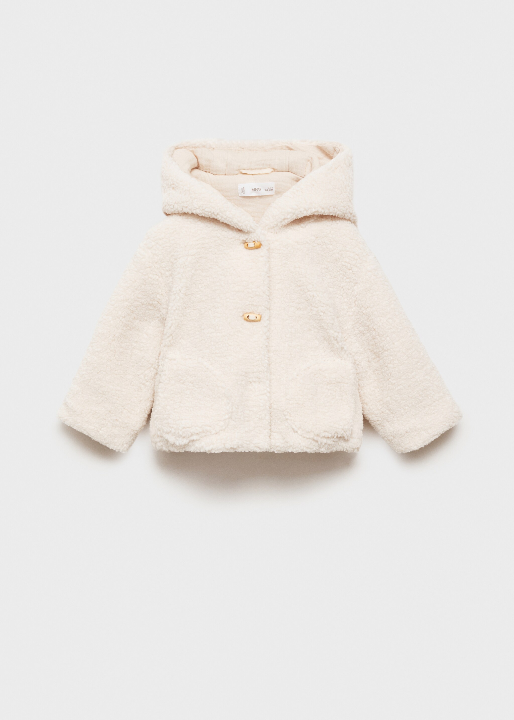 Shearling-effect hooded coat - Article without model