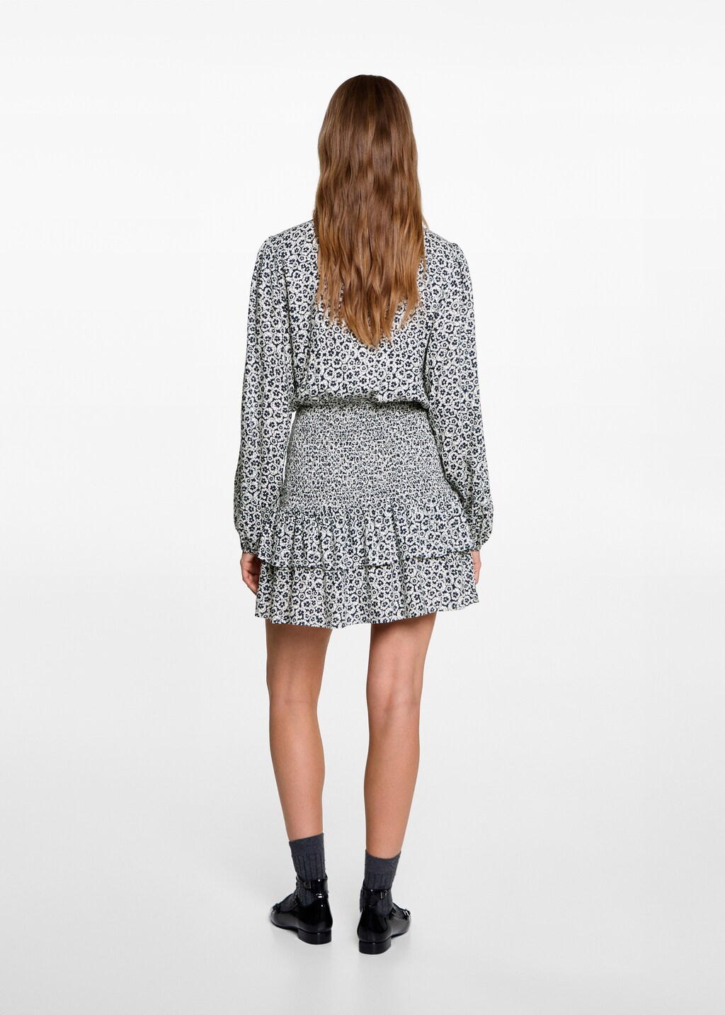 Ruffled floral print dress