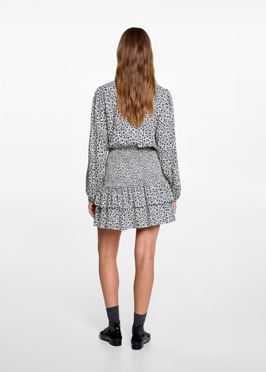 Ruffled floral print dress