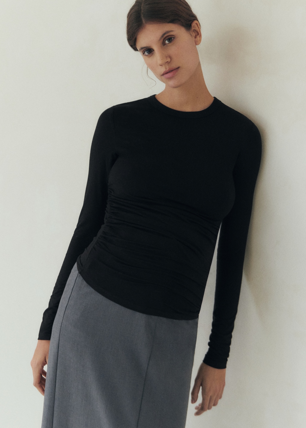 Long-sleeve t-shirt with ruffles - Women | MANGO USA