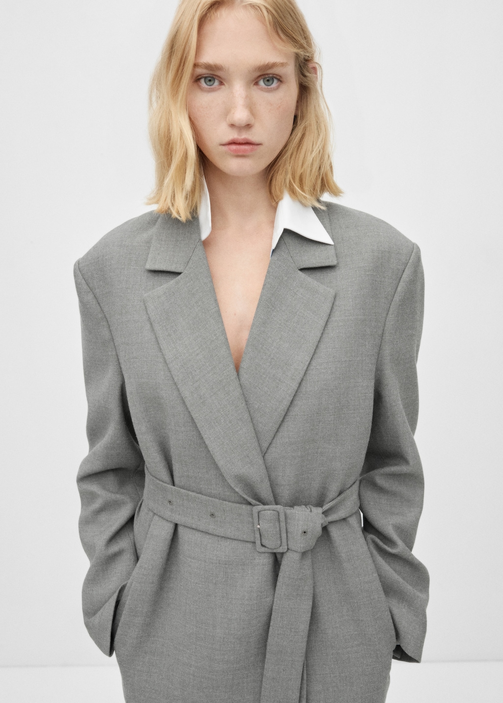 Double breasted grey jacket discount