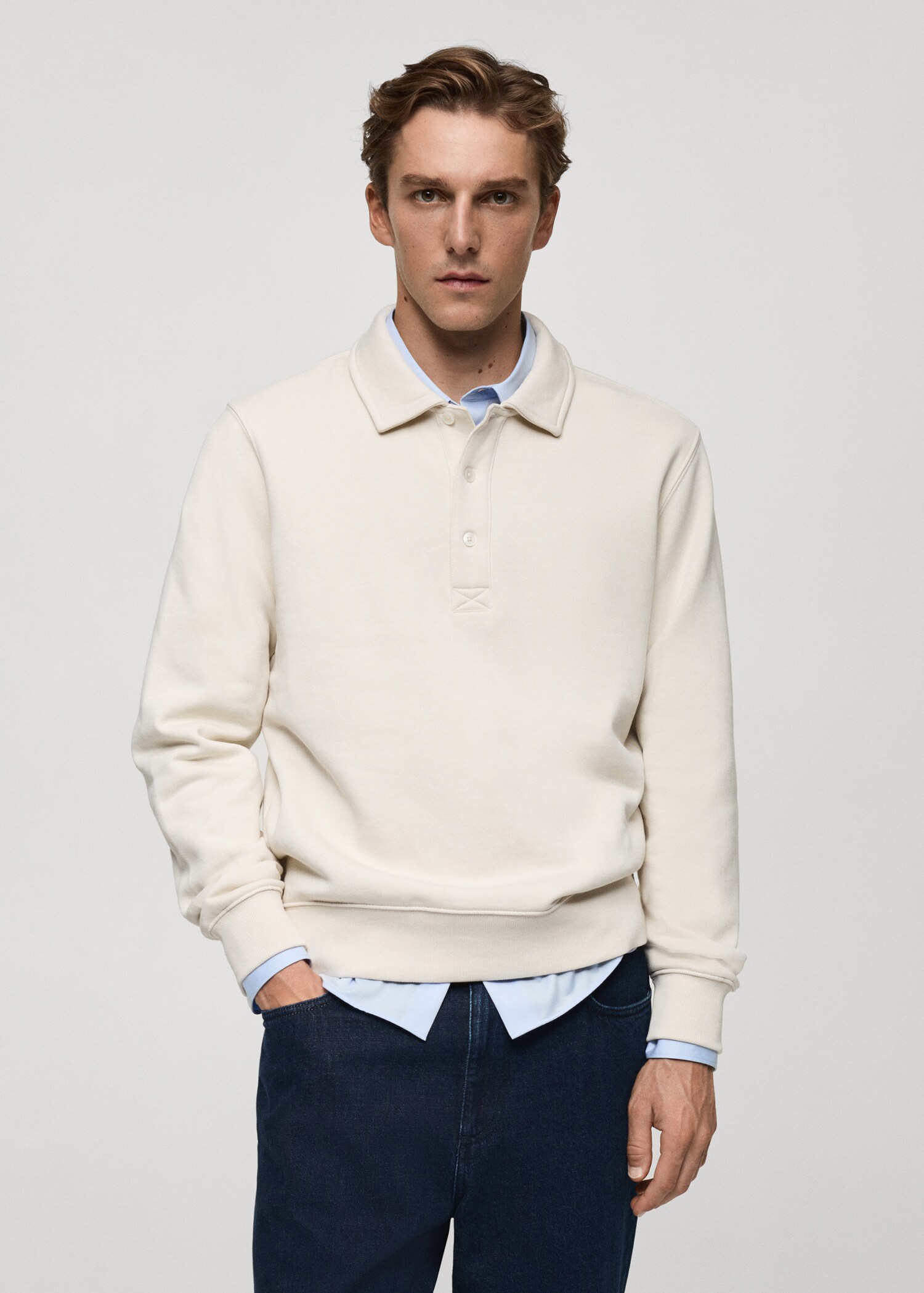 Cotton-blend polo sweatshirt - Medium plane