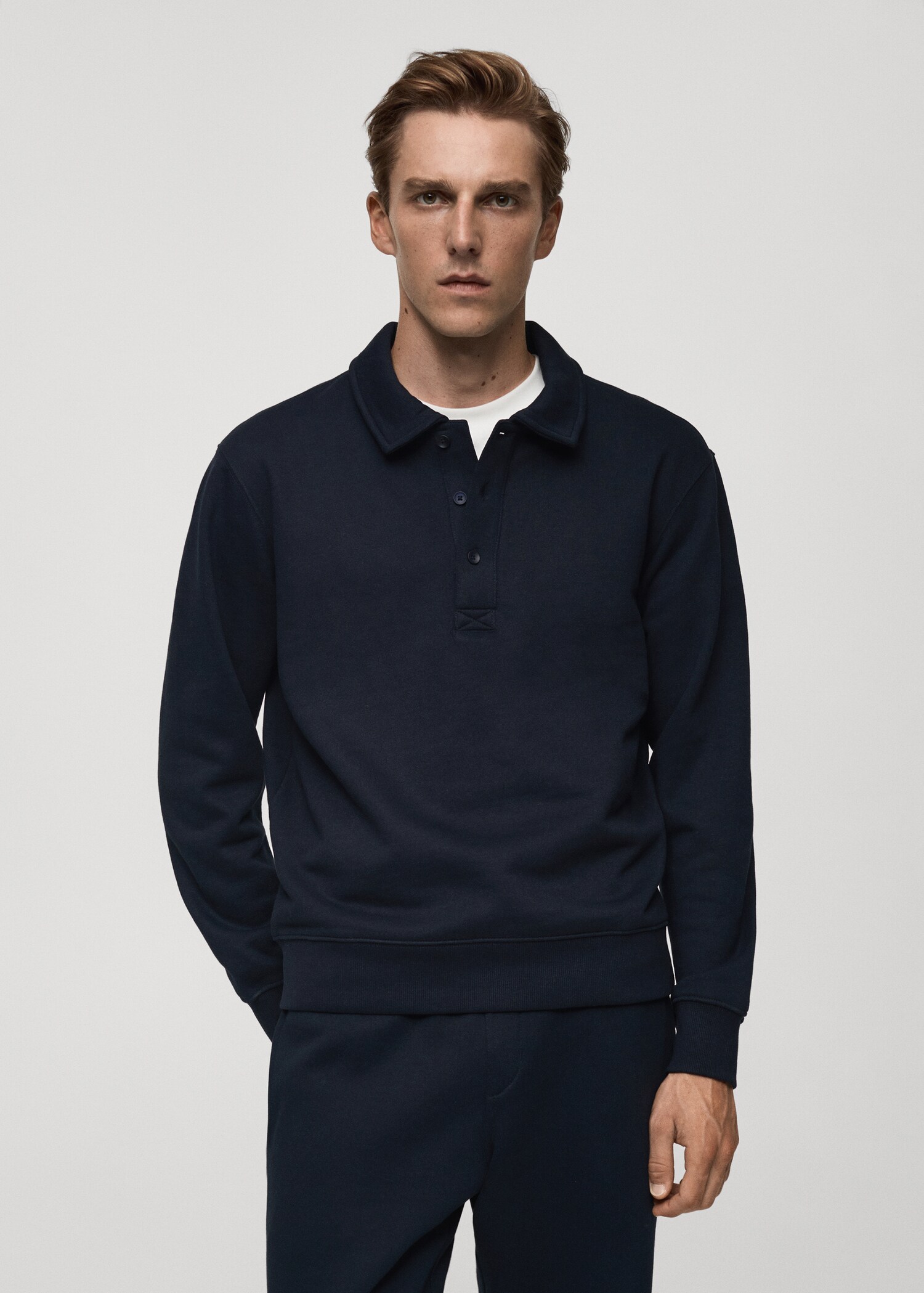 Cotton-blend polo sweatshirt - Medium plane