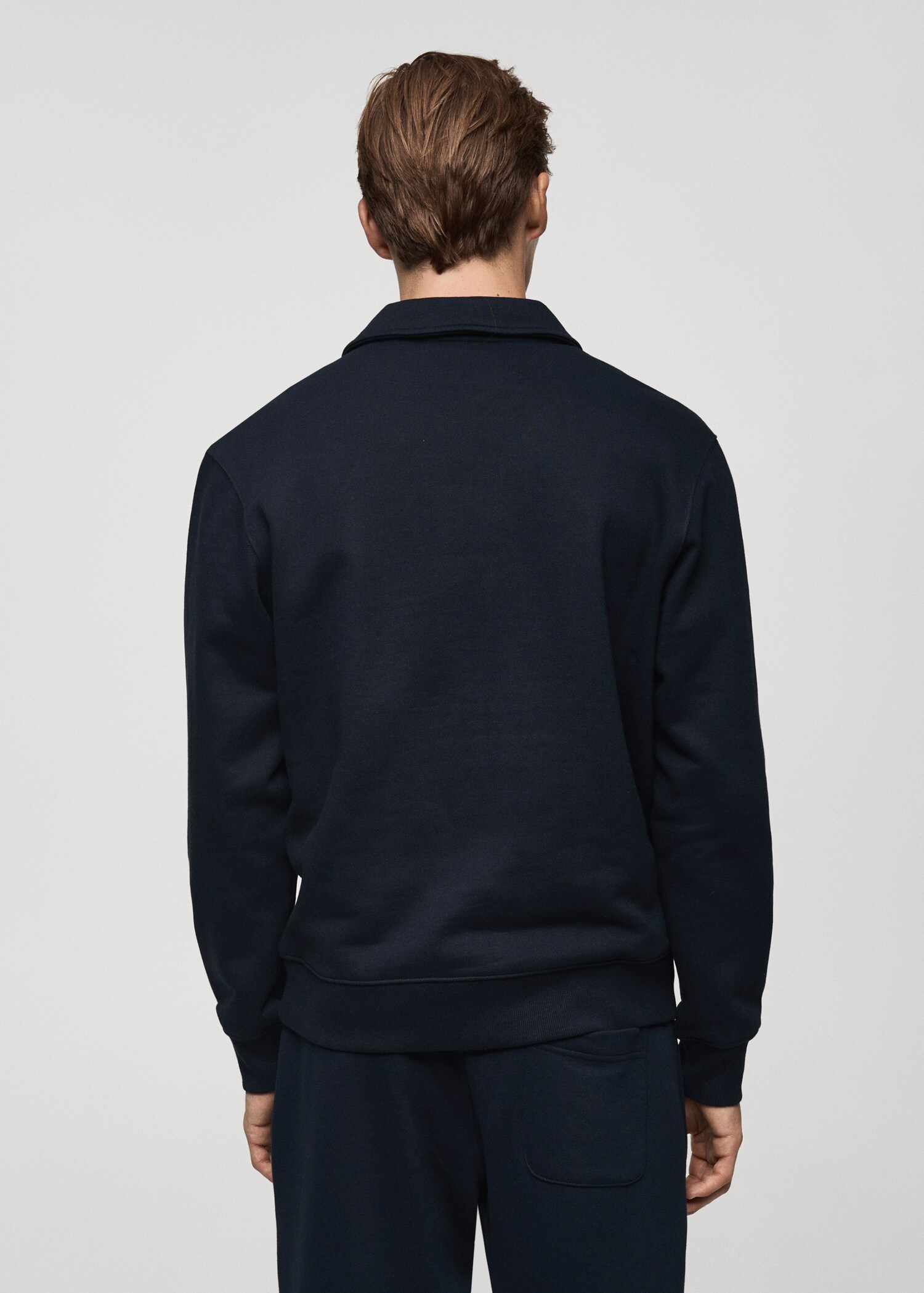 Cotton-blend polo sweatshirt - Reverse of the article