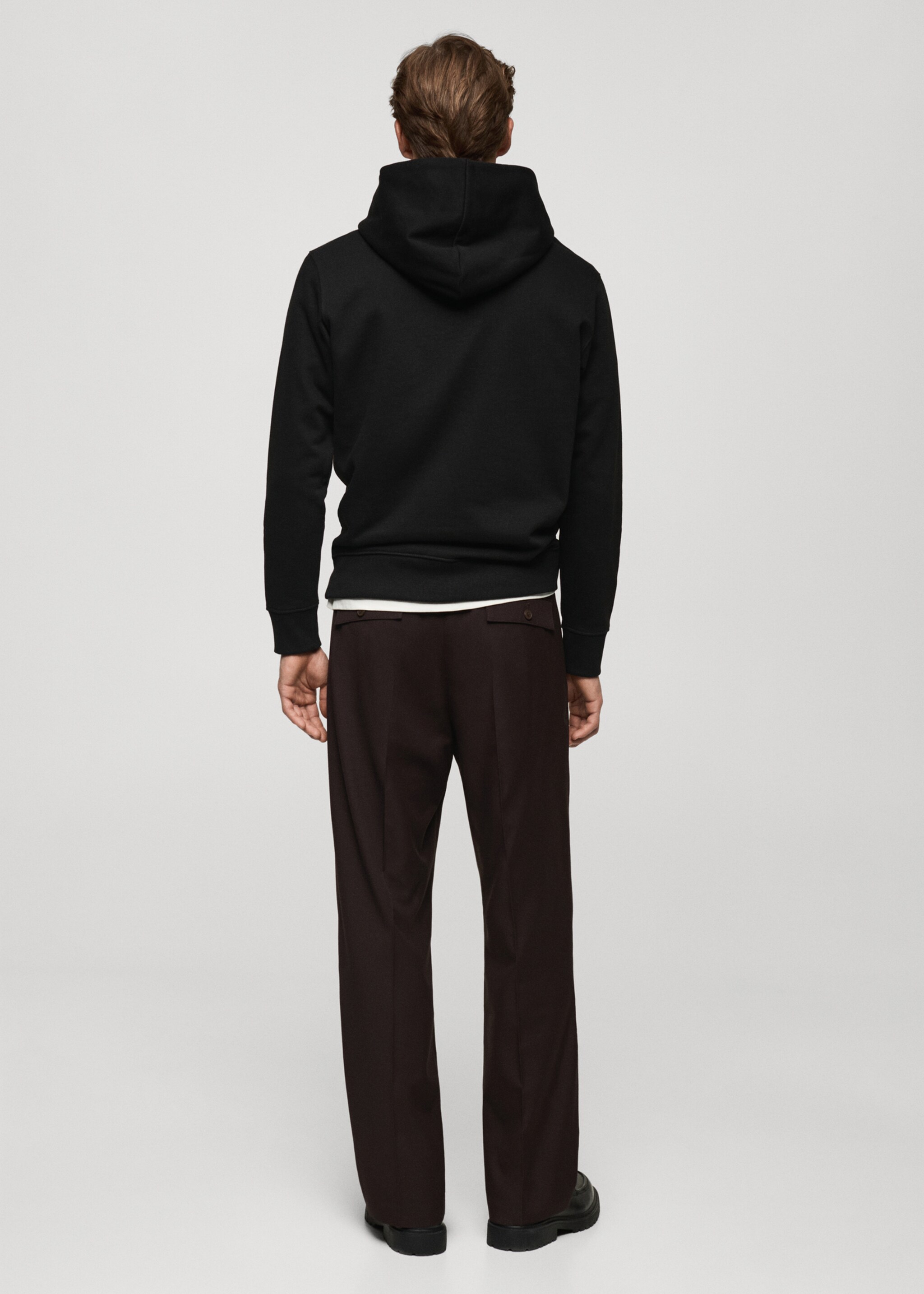 Свитшот кенгуру из хлопка с капюшоном - Обратная сторона изделия, Черный. Ref: 77027115-00.