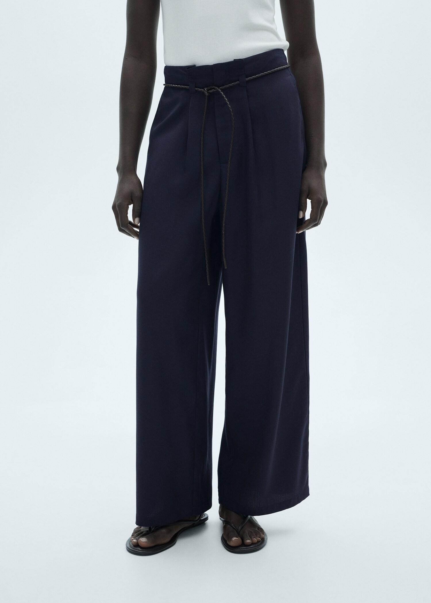 Lyocell trousers with adjustable drawstring - Medium plane