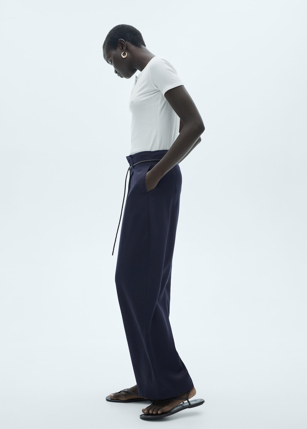 Mango Lyocell pants with adjustable drawstring thumbnail