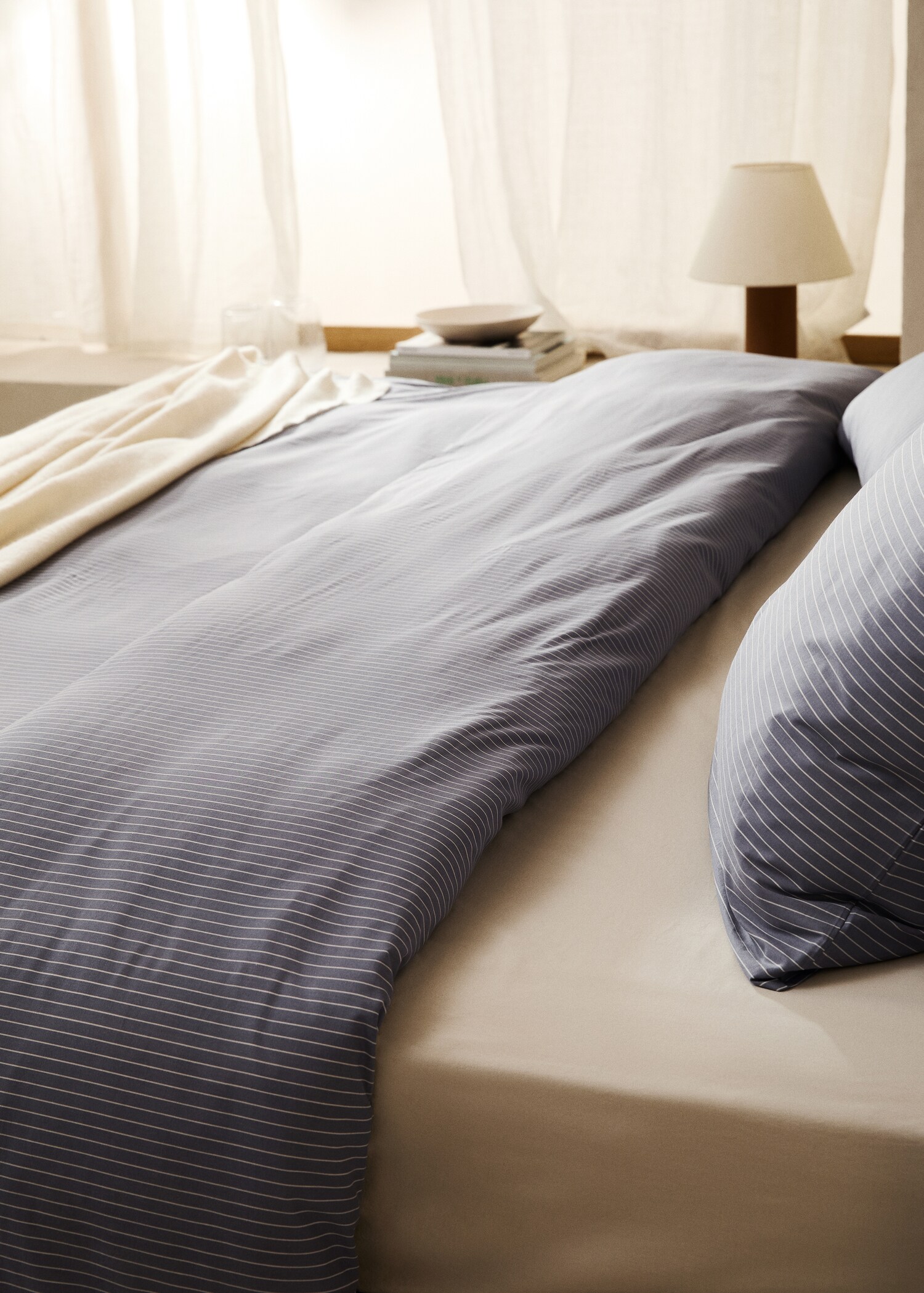 Percale cotton striped duvet cover for 150cm bed - Details of the article 7