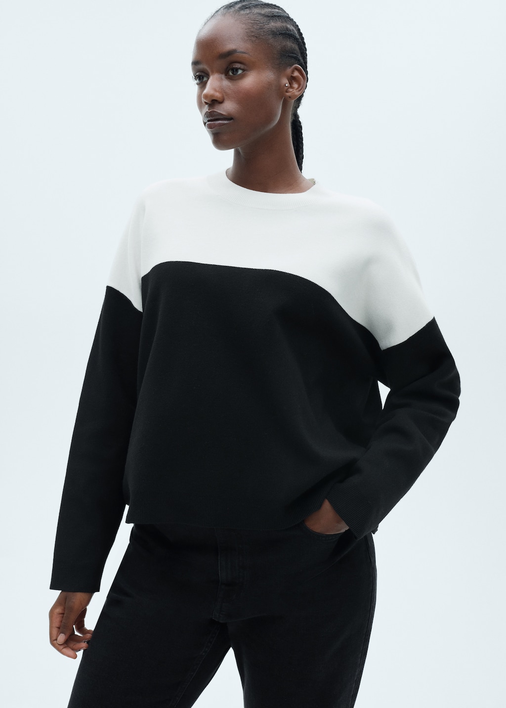 【待望★】 neck perkins with sweater Two-tone - USA MANGO | Women トップス