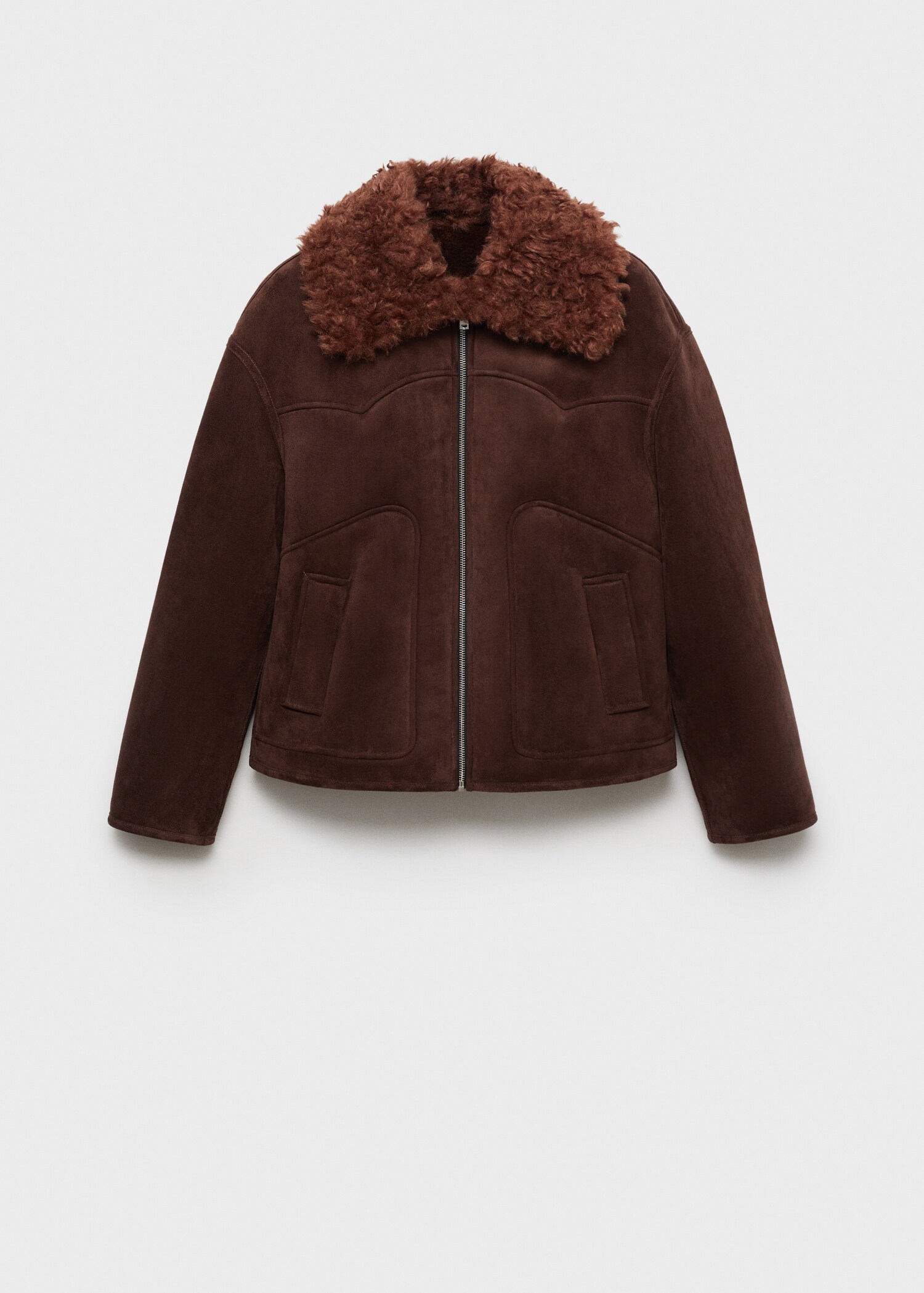 Suede-effect jacket with fleece collar - Article without model