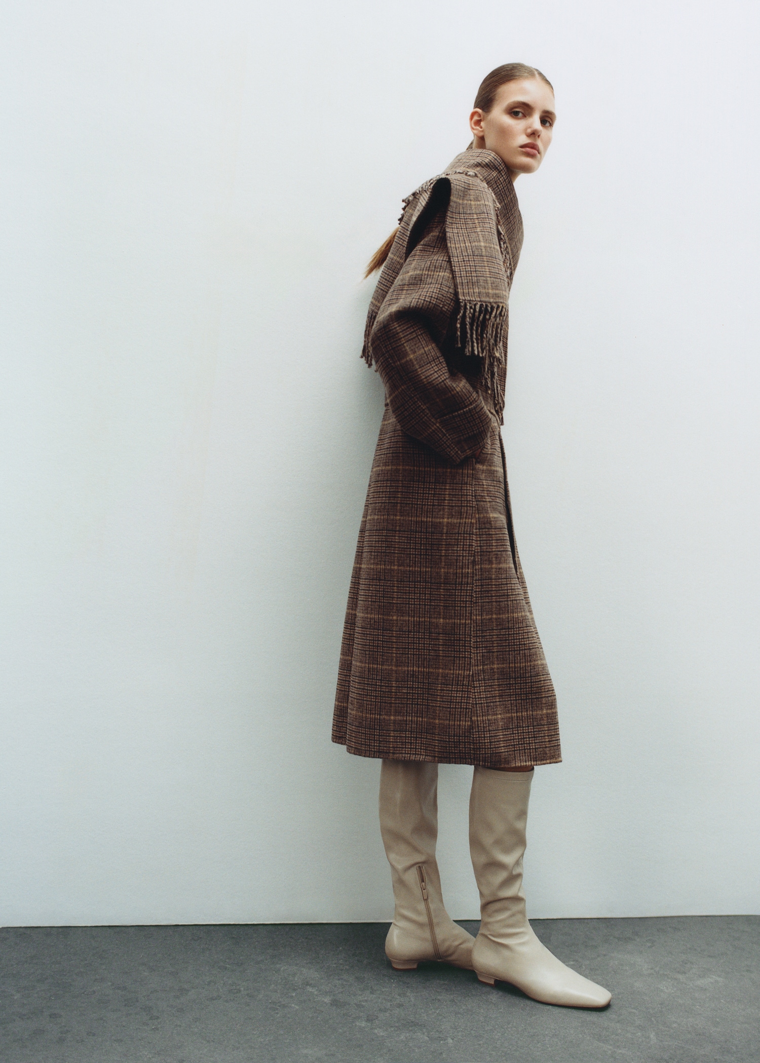 Wool-blend micro-houndstooth coat - Main Image