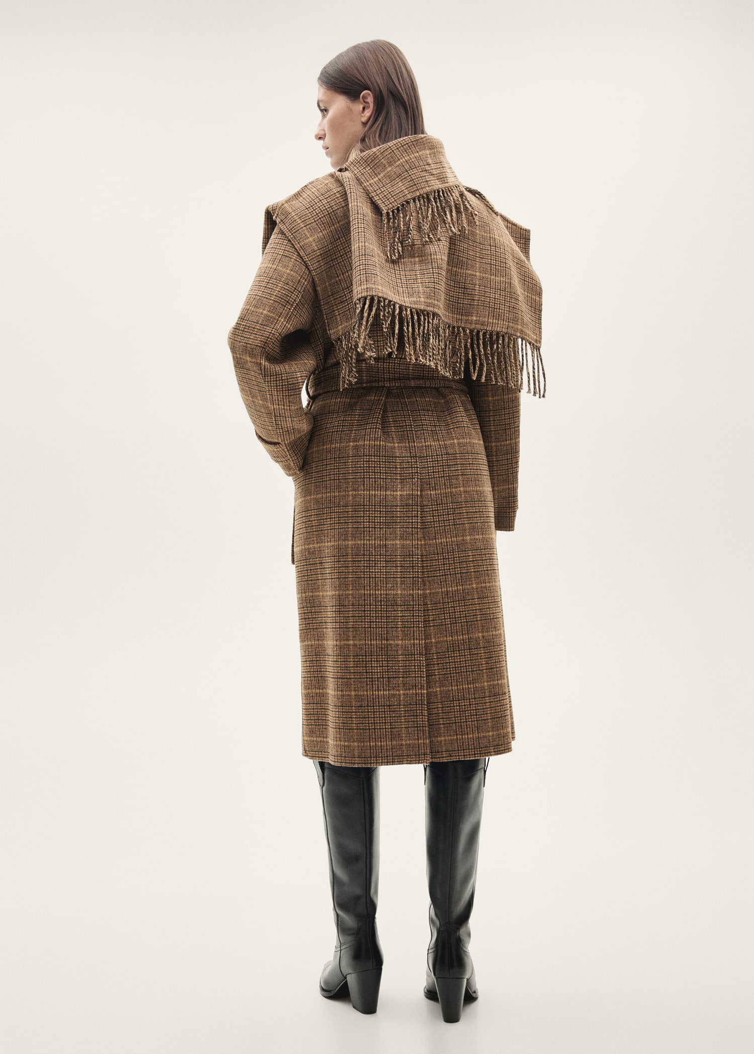 Wool-blend micro-houndstooth coat Women MANGO Vietnam