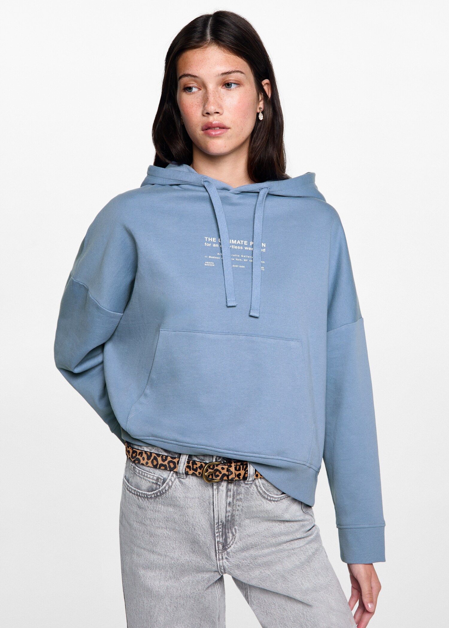 Desenli kapüşonlu sweatshirt - Orta plan