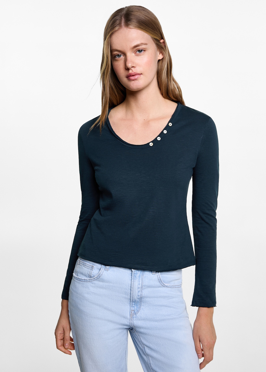 Buttoned long sleeve t-shirt - Teen | MANGO USA Buttoned long sleeve t-shirt - Teen | MANGO USA