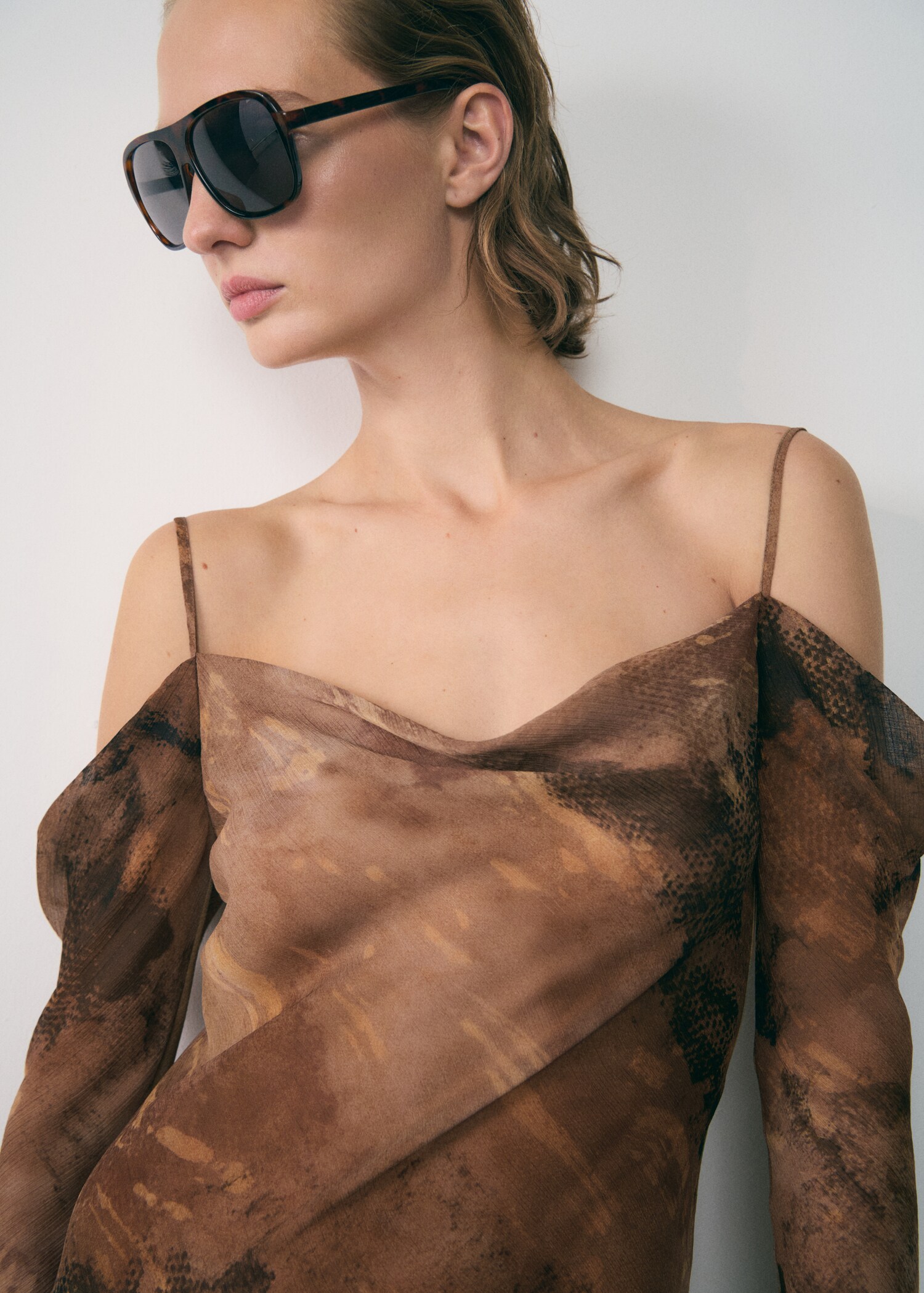 Printed chiffon dress - Medium plane