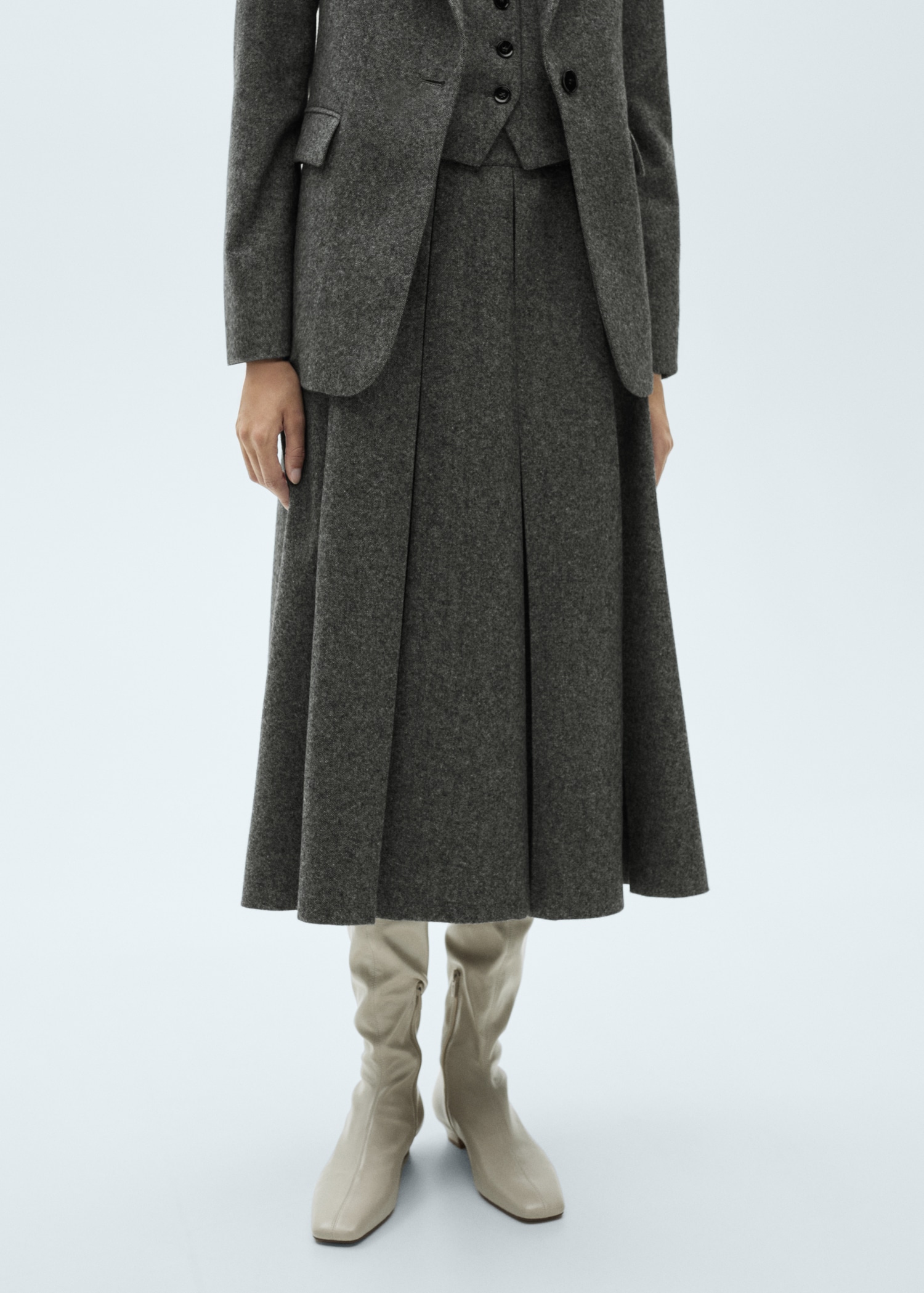 Marbled wool pleated skirt - Main Image