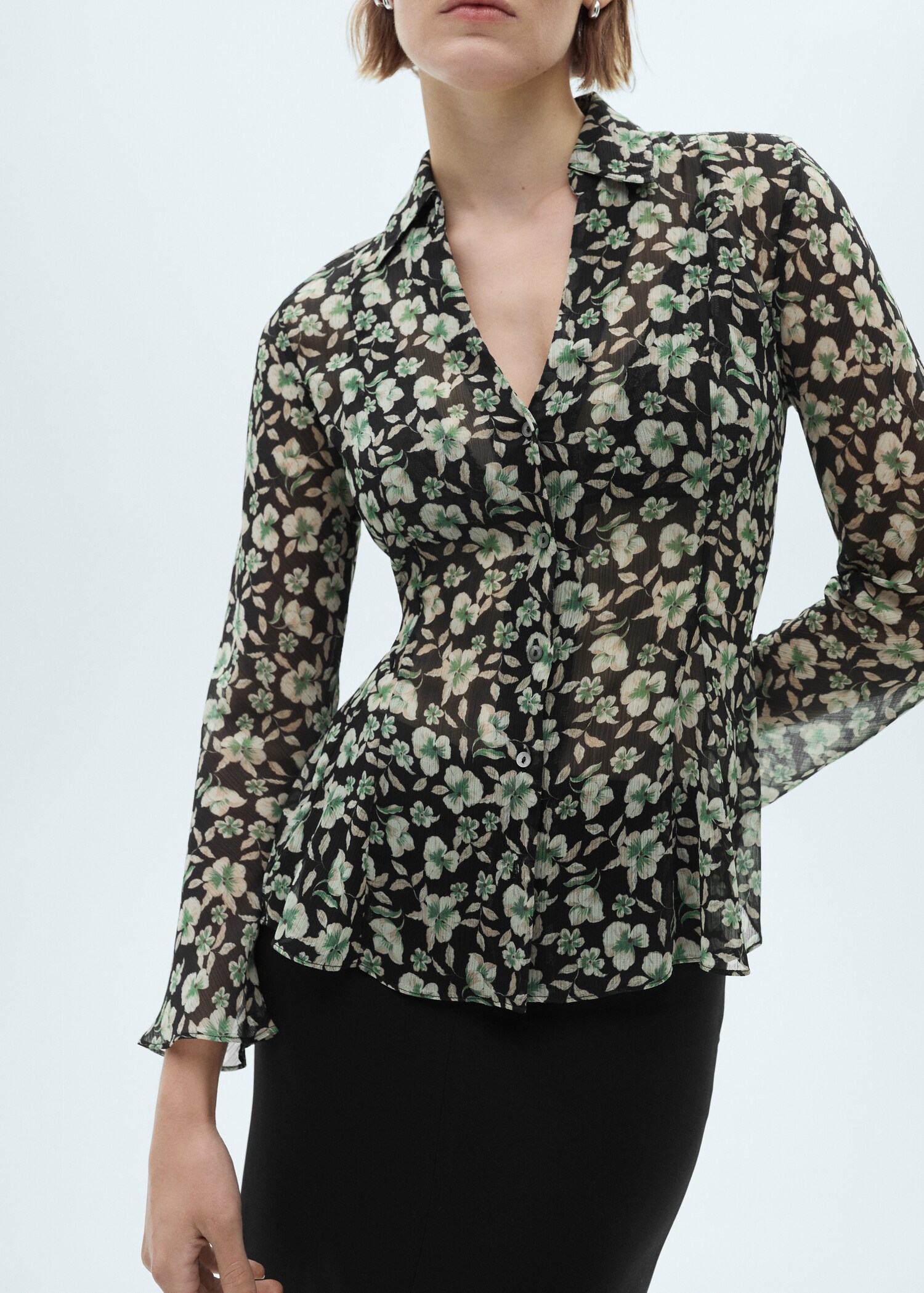 Floral chiffon shirt - Medium plane