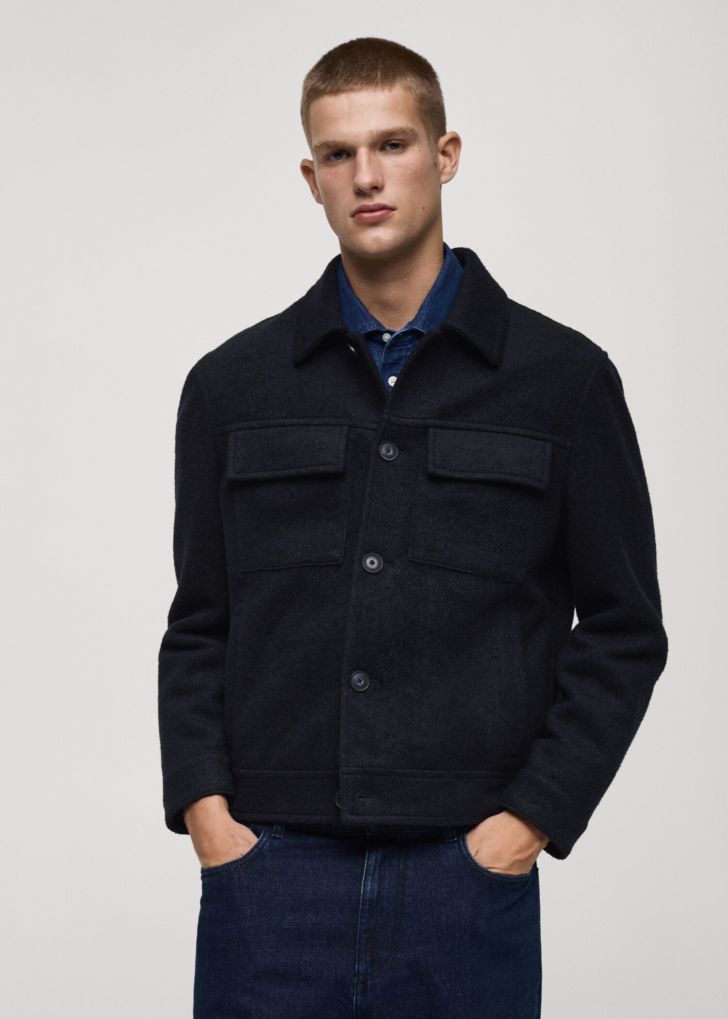 Wool jacket with pockets - Medium plane