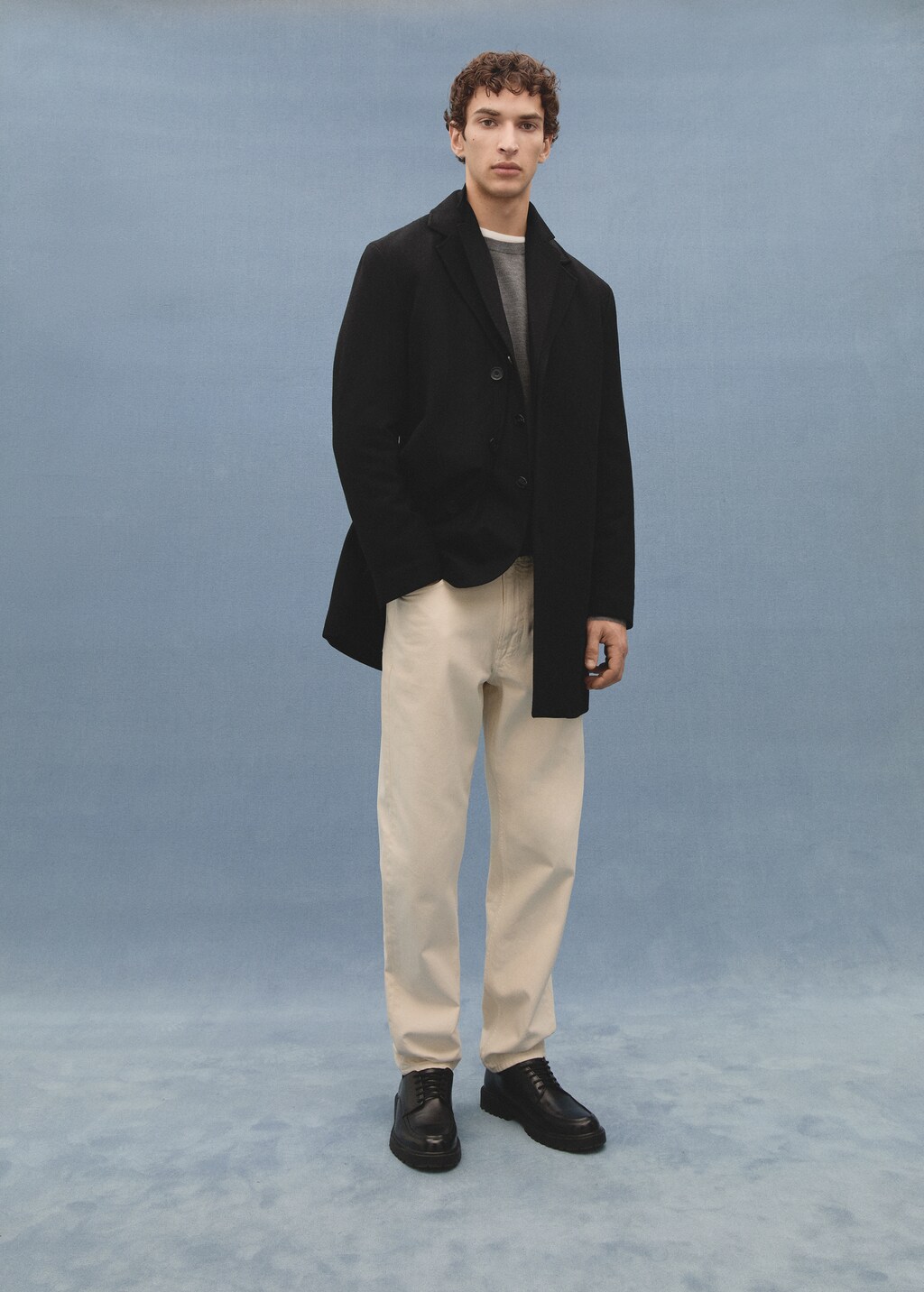 Regular fit quilted wool coat - Men | MANGO USA