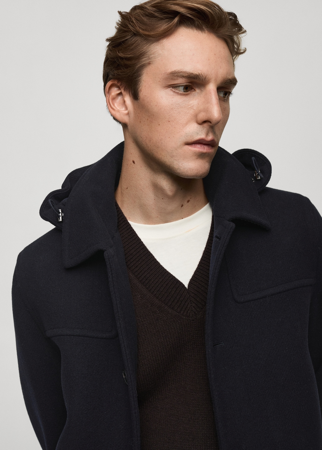 Detachable hood wool coat