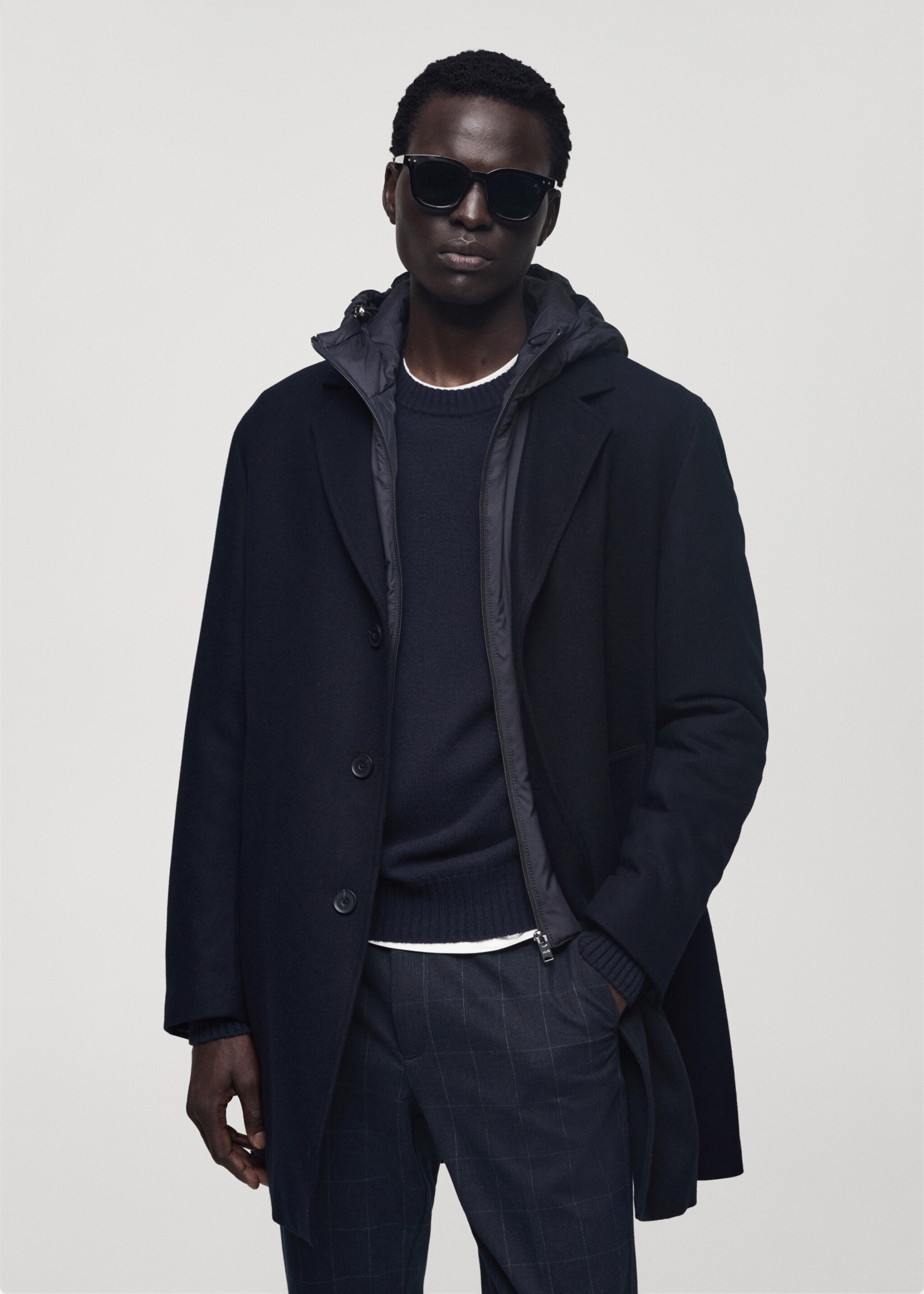 Wool coat with quilted interior hood - Medium plane