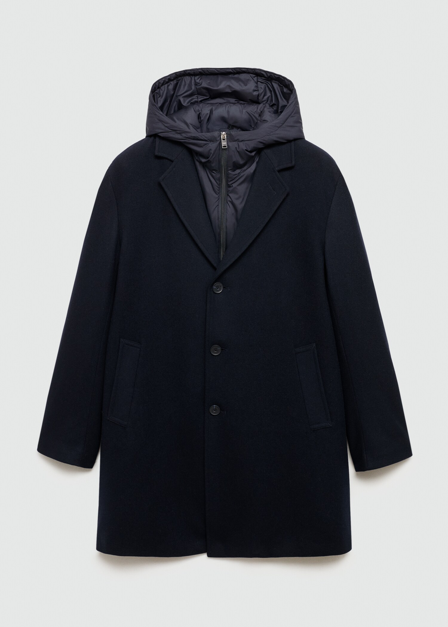 Manteau laine capuche intérieur matelassé - Article sans modèle