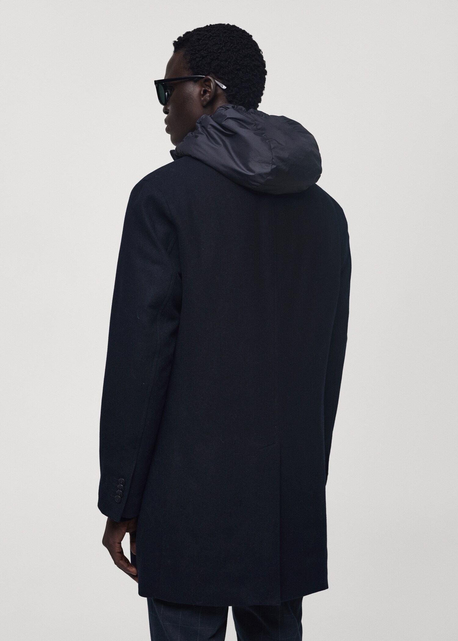 Manteau laine capuche intérieur matelassé - Verso de l’article