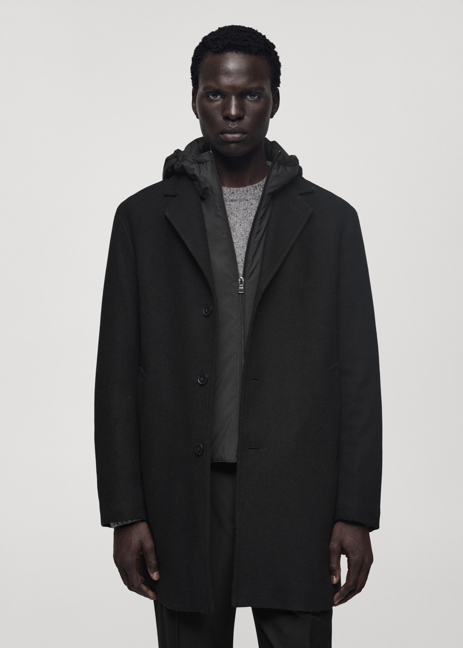Wool coat with quilted interior hood Men MANGO Georgia