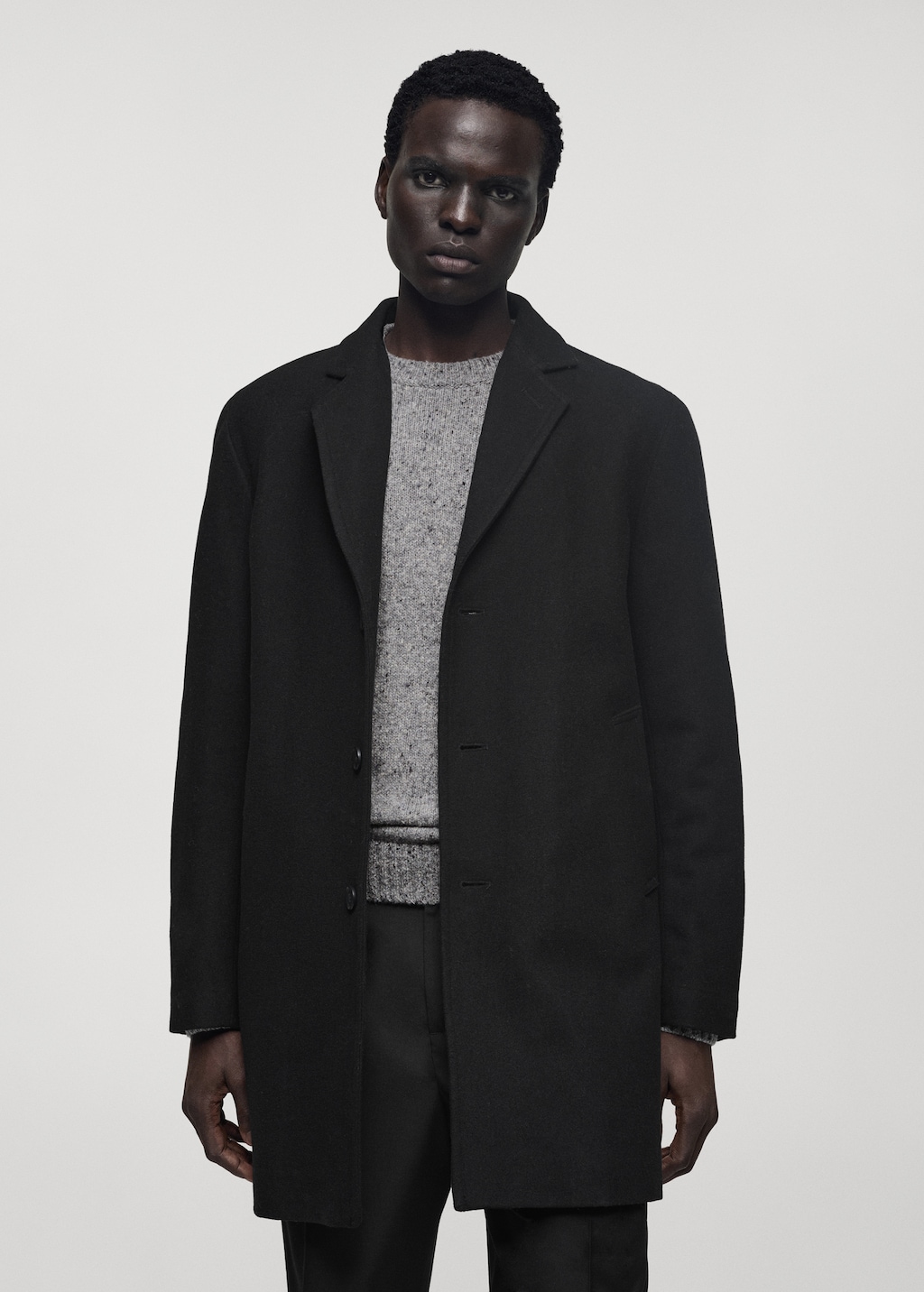 Wool coat with quilted interior hood