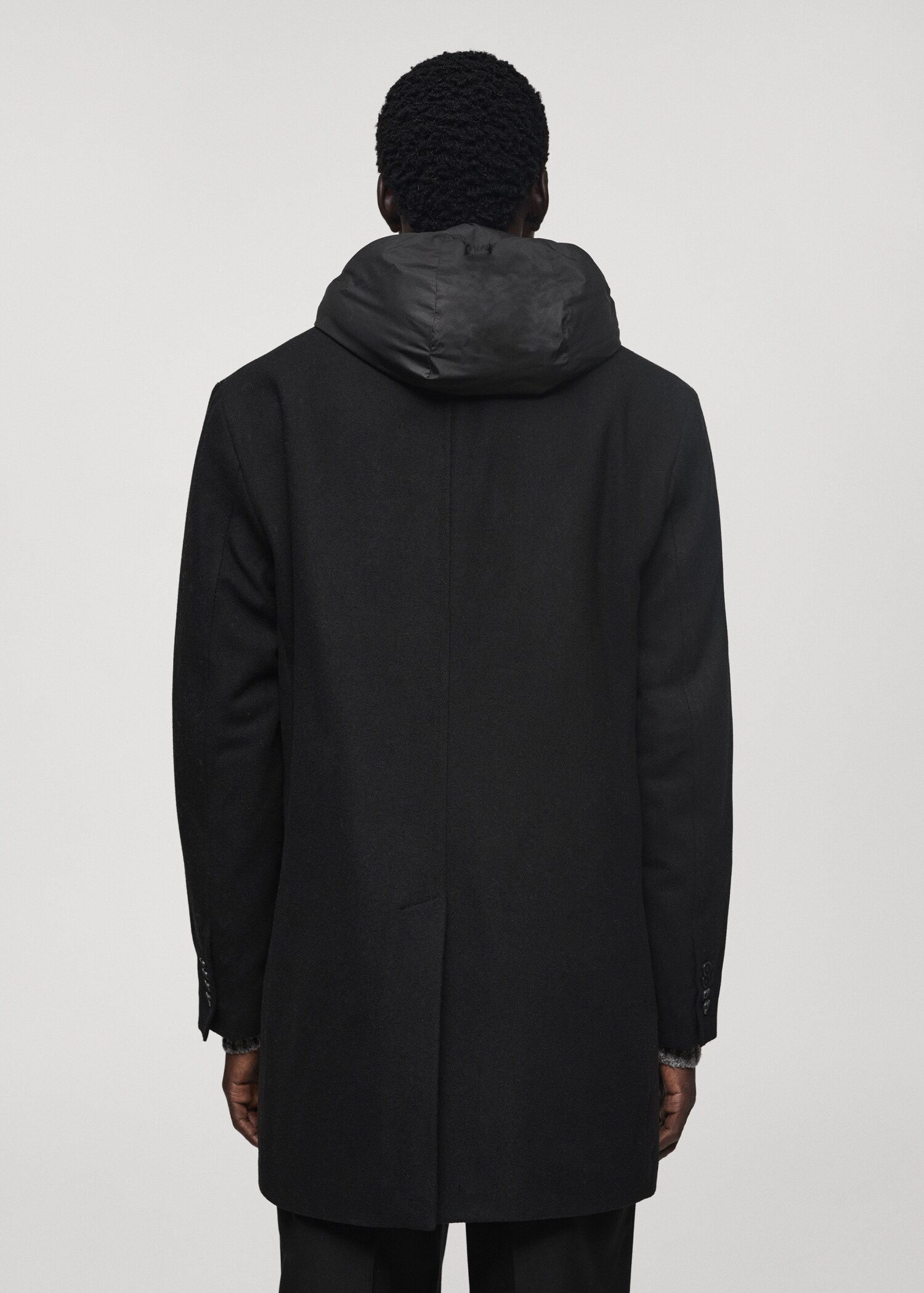 Manteau laine capuche intérieur matelassé - Verso de l’article