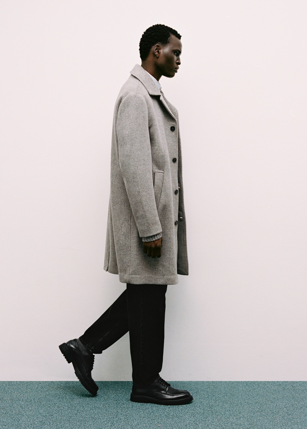 MANGO MAN Regular fit wool coat grey M Man