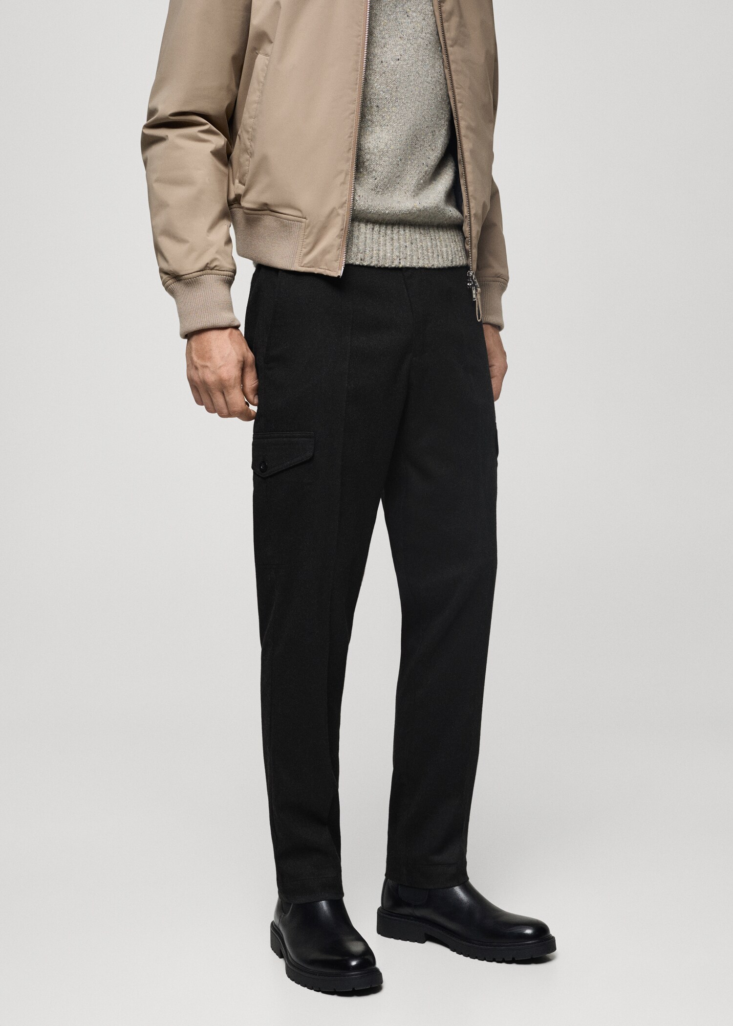 Flannel cargo trousers - Medium plane