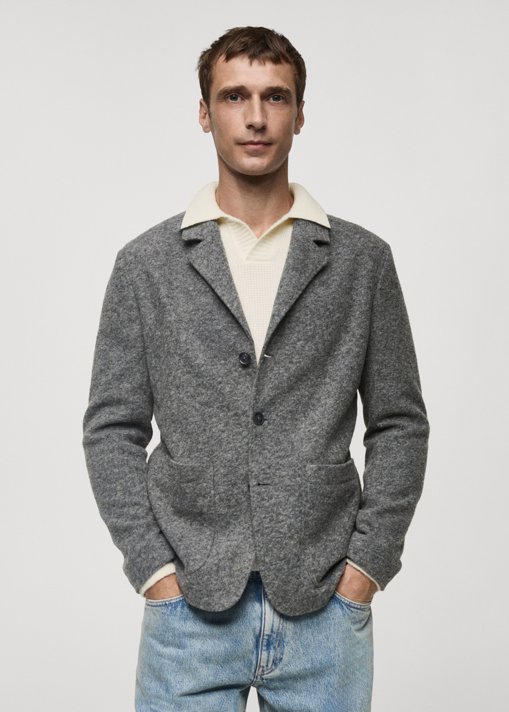 Veste slim fit laine à petits carreaux - Plan moyen