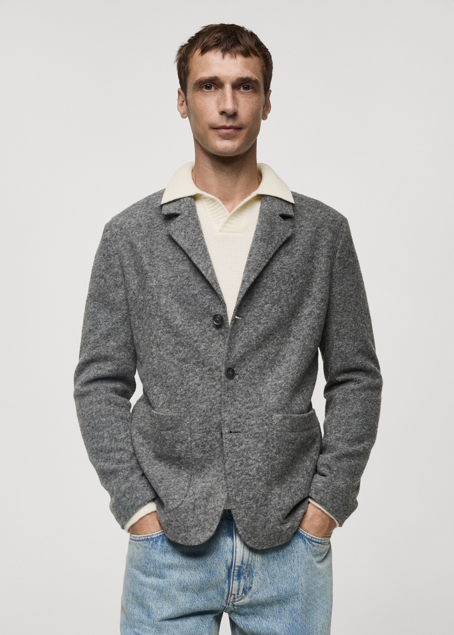 Veste slim fit laine à petits carreaux - Plan moyen