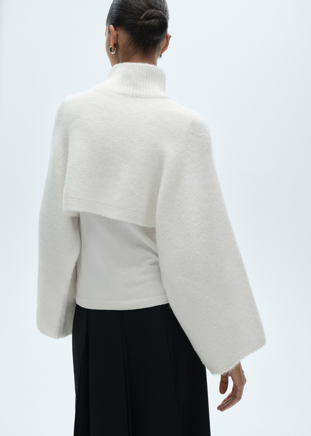 MANGO Combined high collar sweater White M Woman