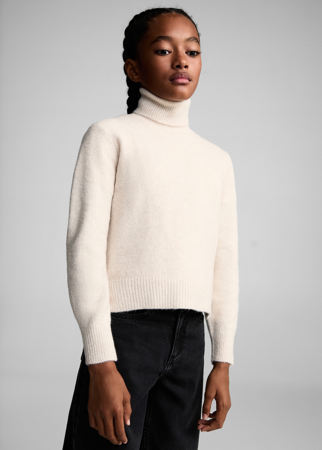 MANGO KIDS Turtleneck knit sweater beige 9 10 years Kids