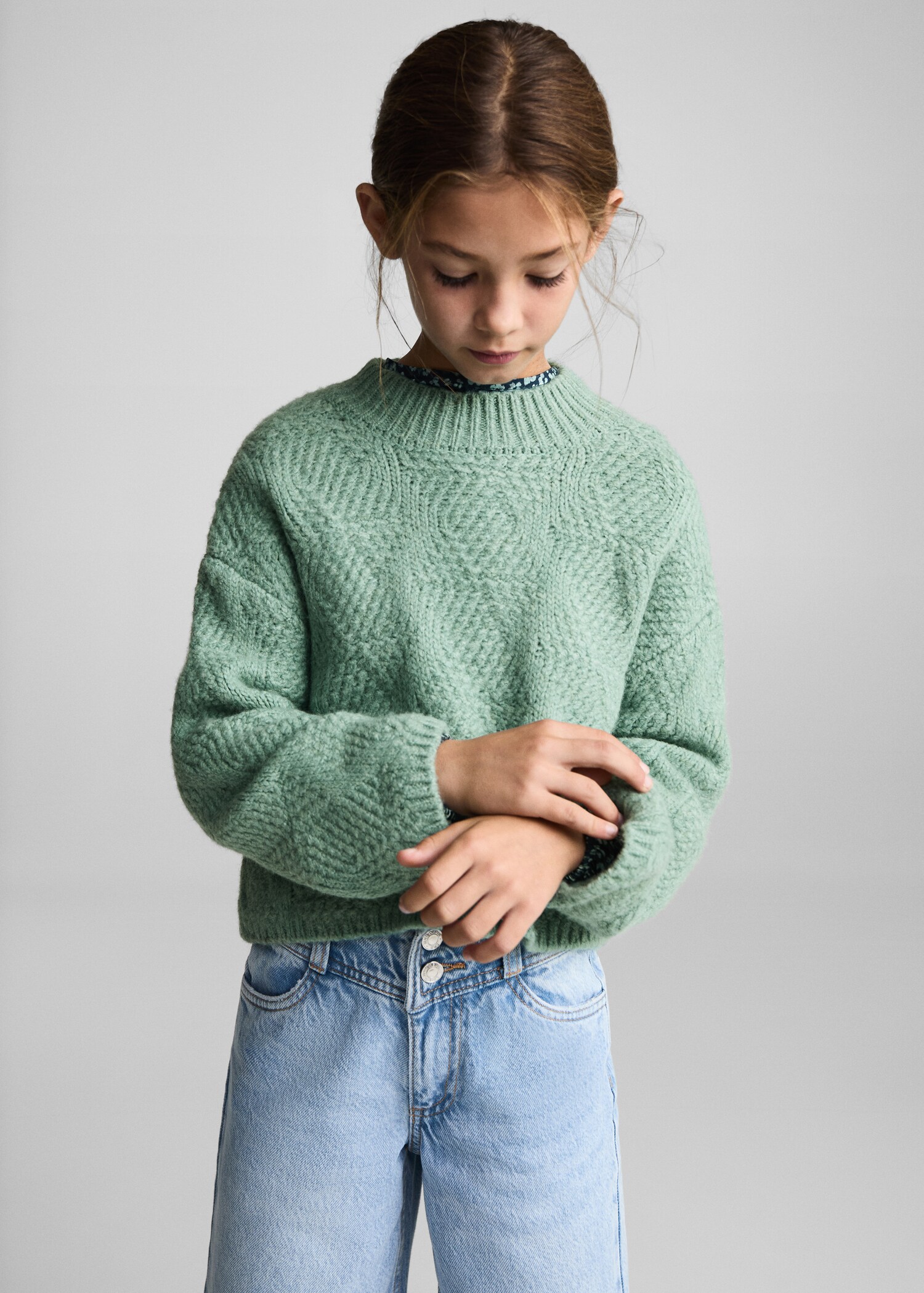 Knitted sweater with perkins neck - Medium plane