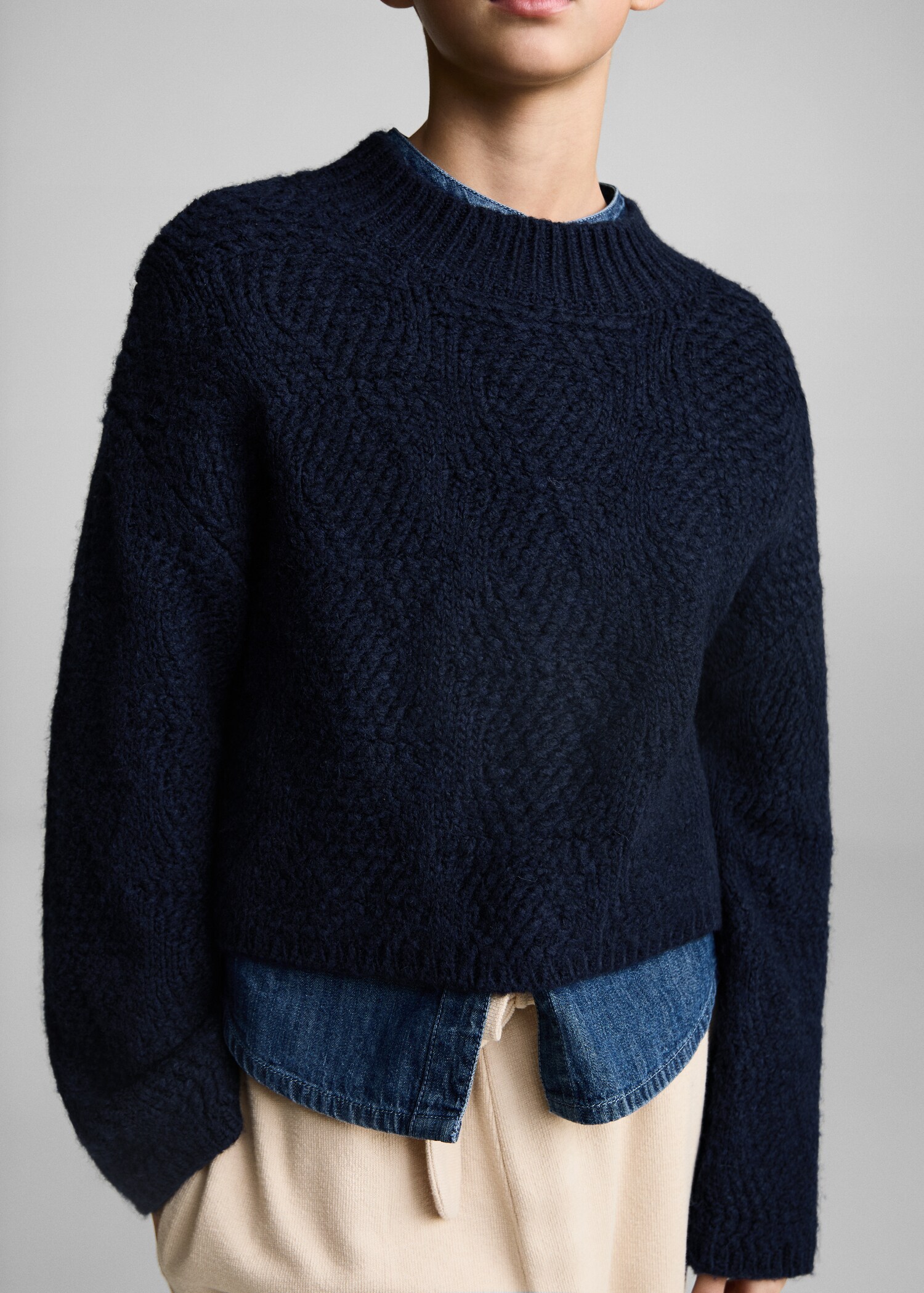 Knitted sweater with perkins neck - Details of the article 6