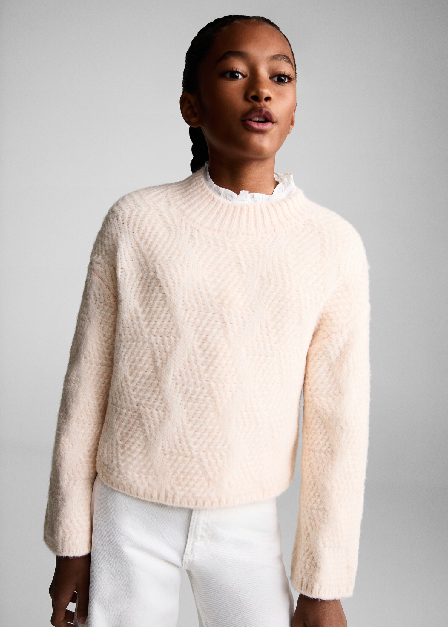 Knitted sweater with perkins neck - Medium plane
