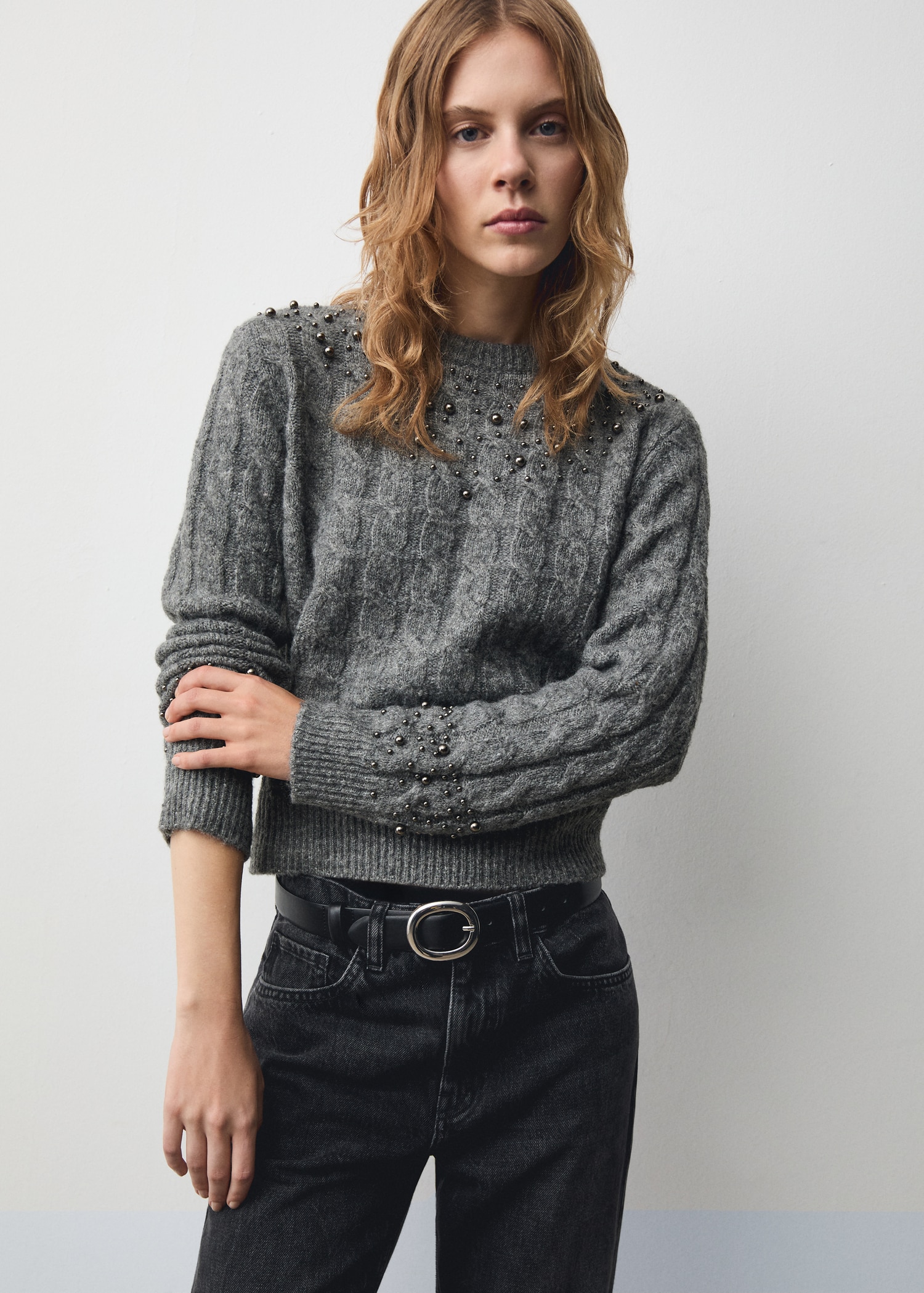 Pull Col Pull Femme Avec Strass Col Rond Pull Perle Femme Pull Fin