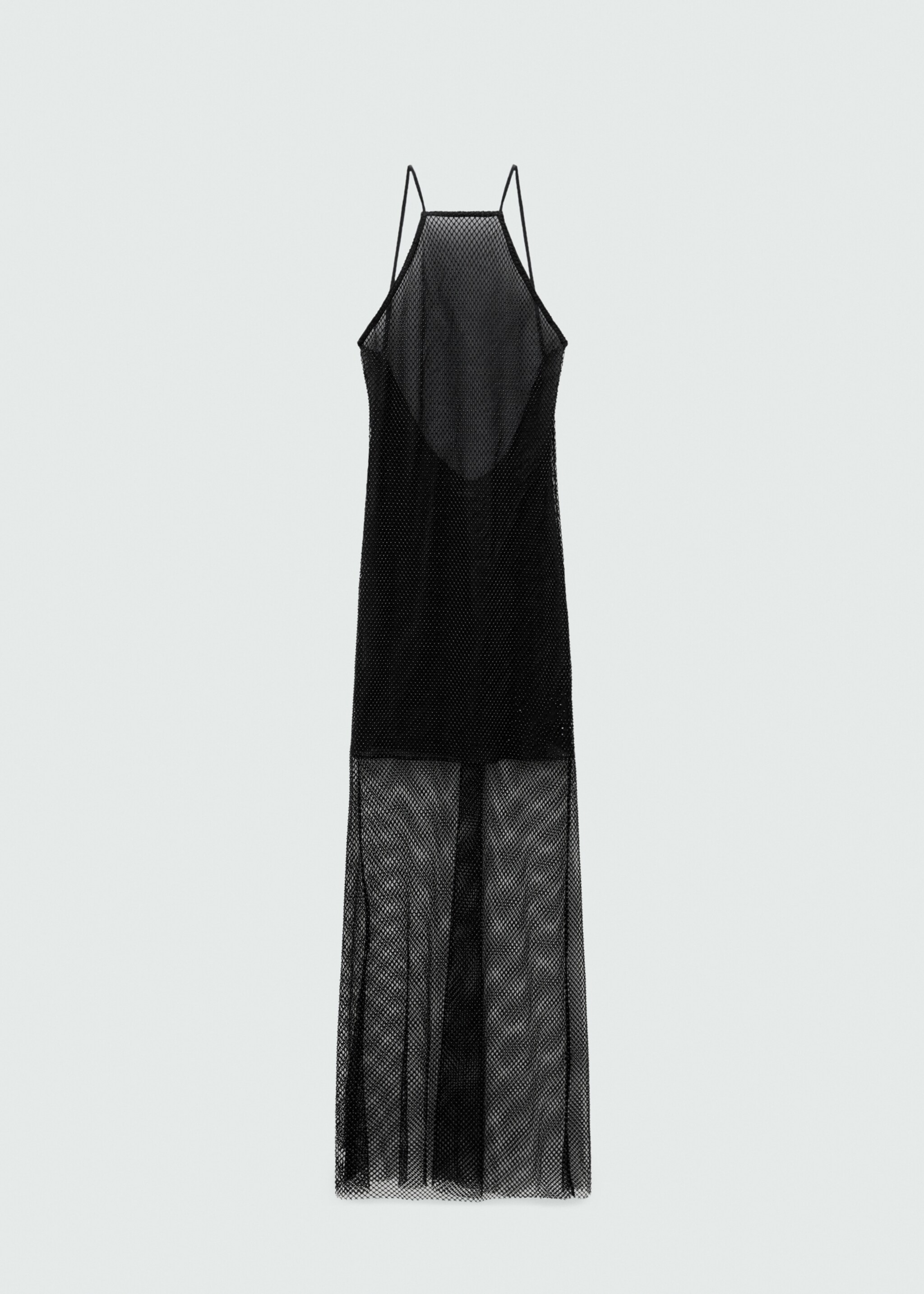 Mesh dress with rhinestone detail - Article without model, Black. Ref: 77029059-00.