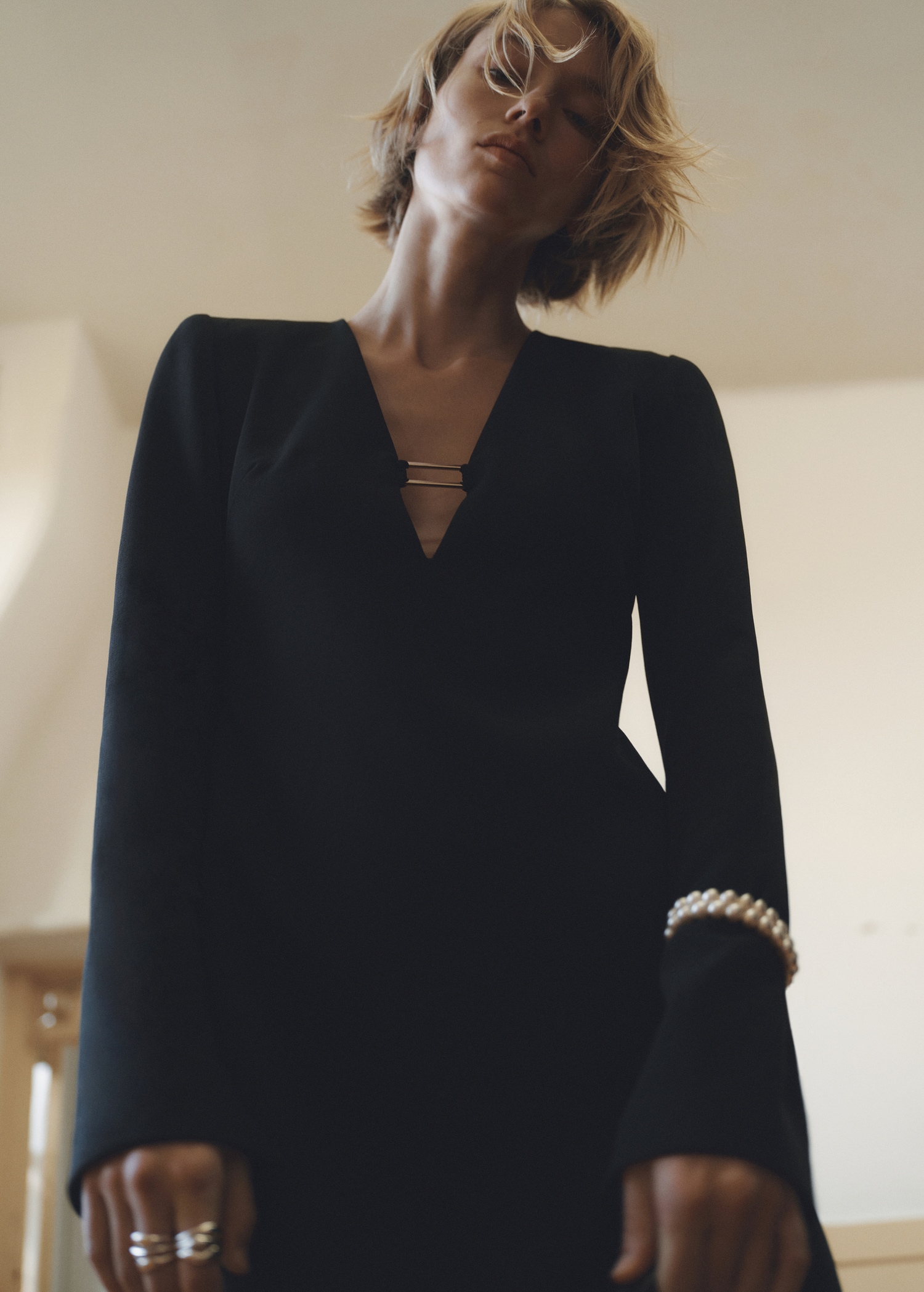 Metallic dress with neckline detail Women MANGO Mauritius