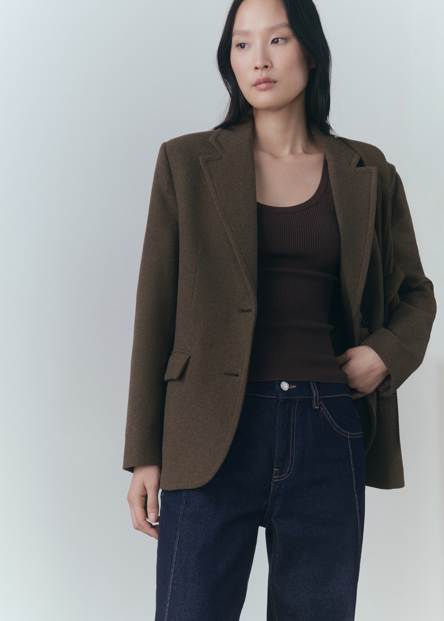 Straight-fit rinse-wash jeans with seams - Details of the article 1